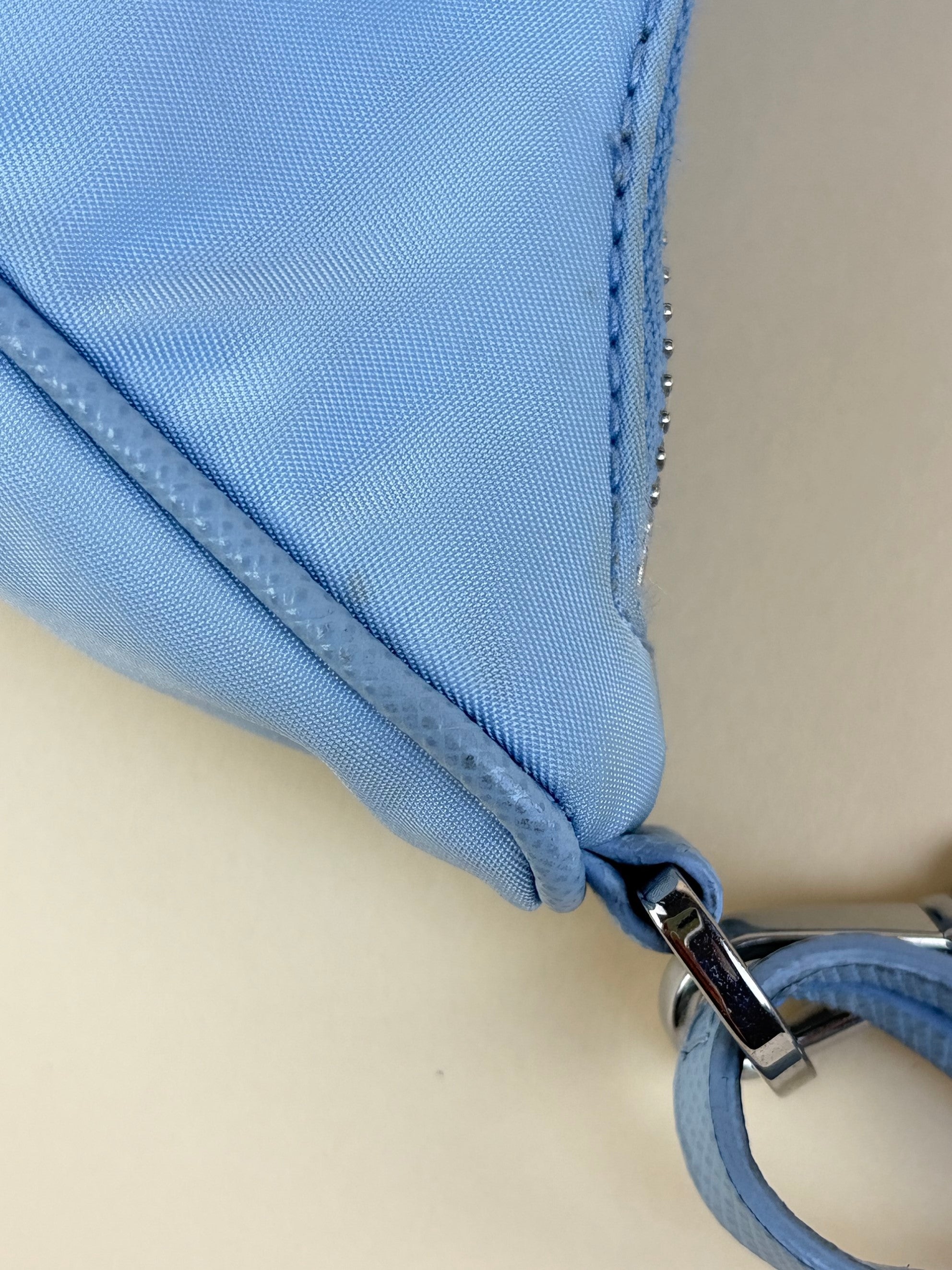 Prada baby blue nylon re-edition bag