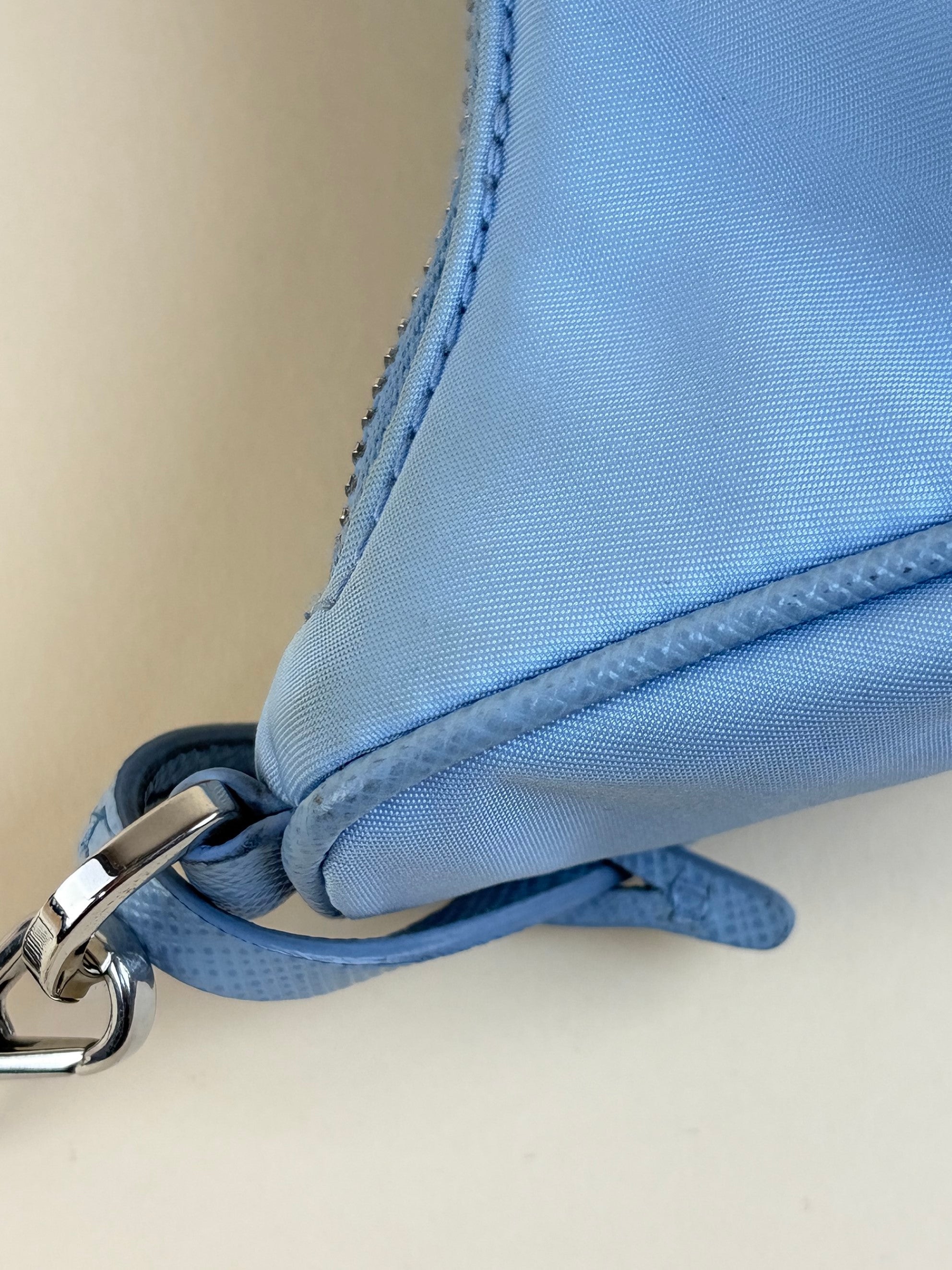 Prada baby blue nylon re-edition bag