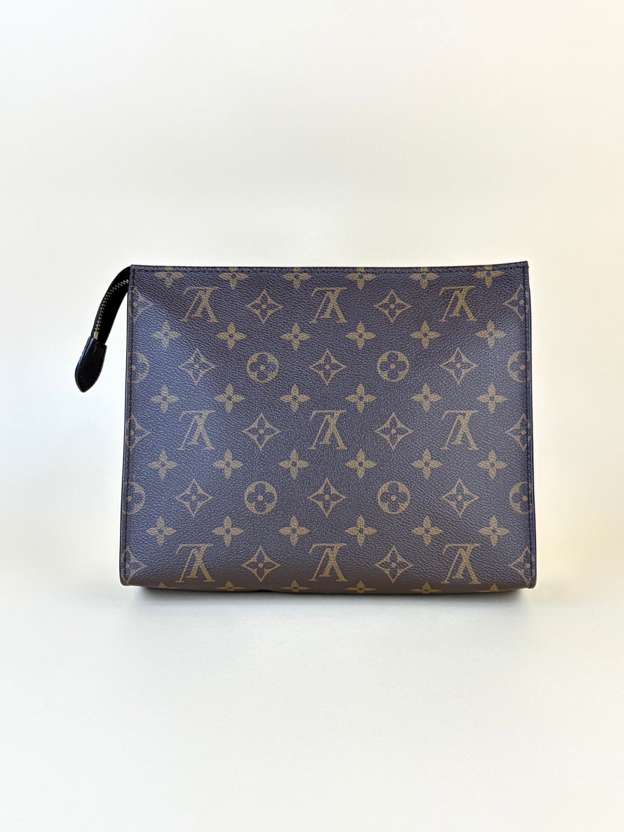 louis Vuitton black calfskin and monogram canvas toilette Mn pouch