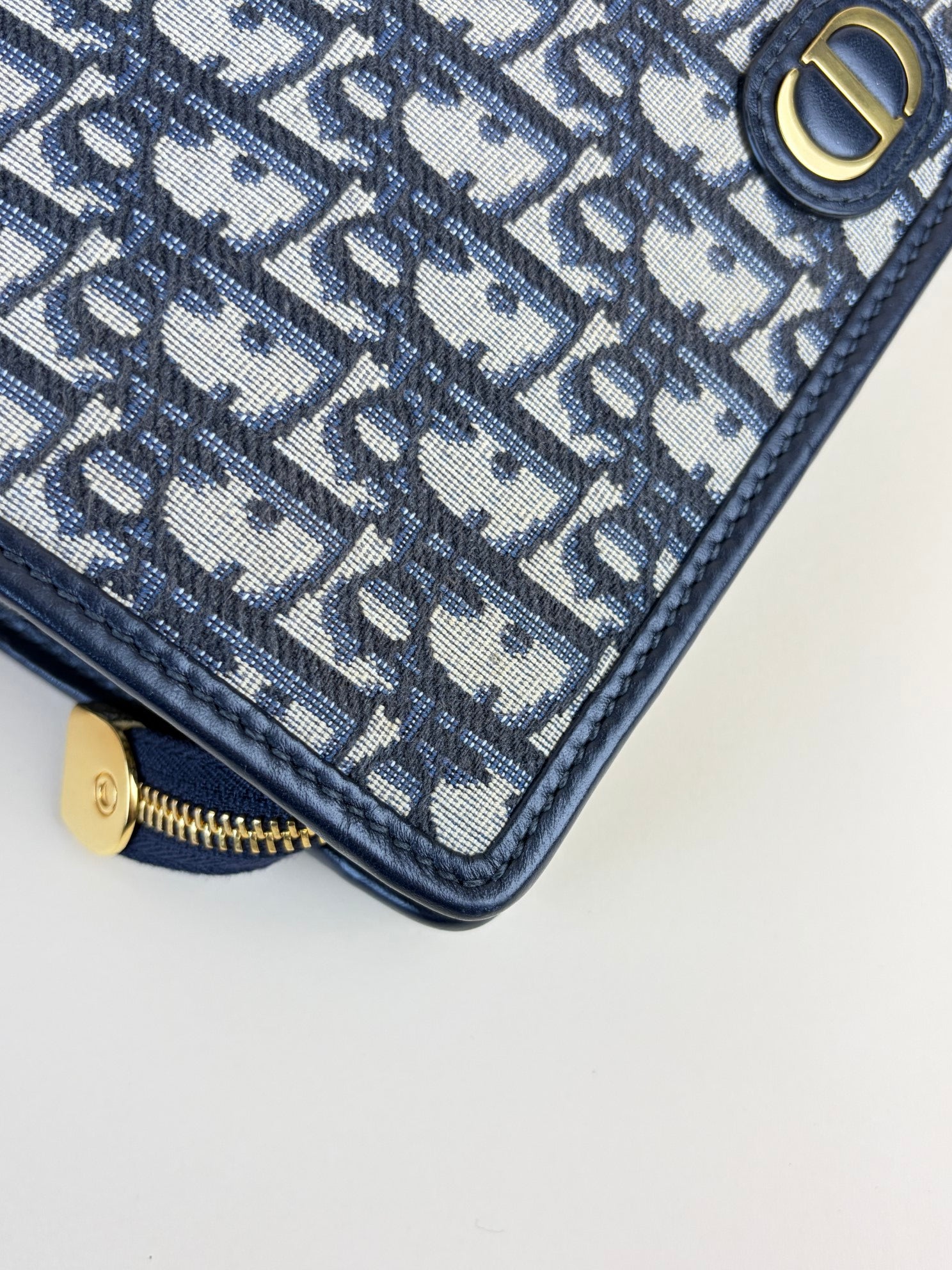 Dior blue oblique jacquard 30 Montaigne dea  pouch clutch
