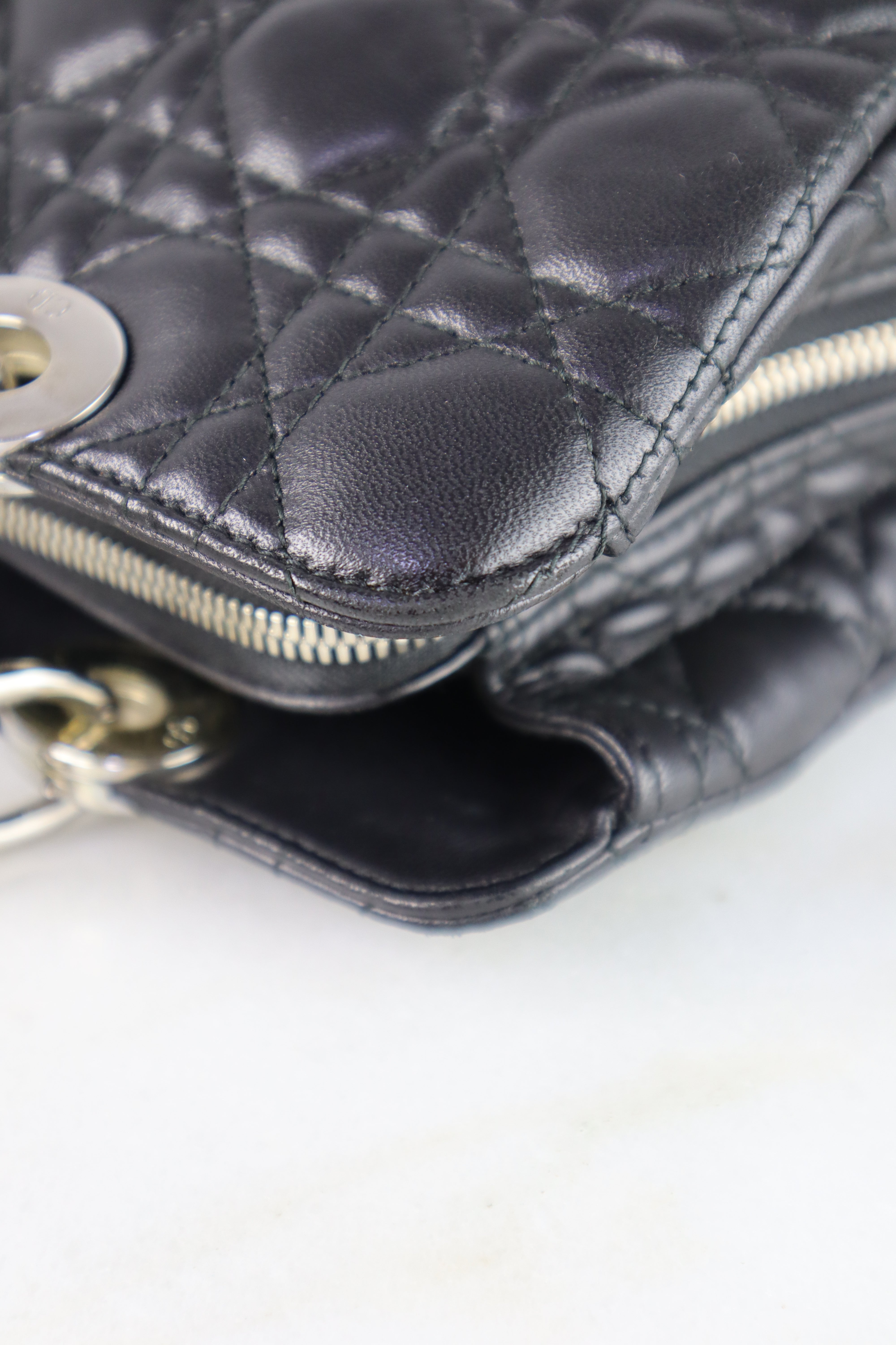 Christian Dior Black Cannage Quilted Medium Shoulder Bag