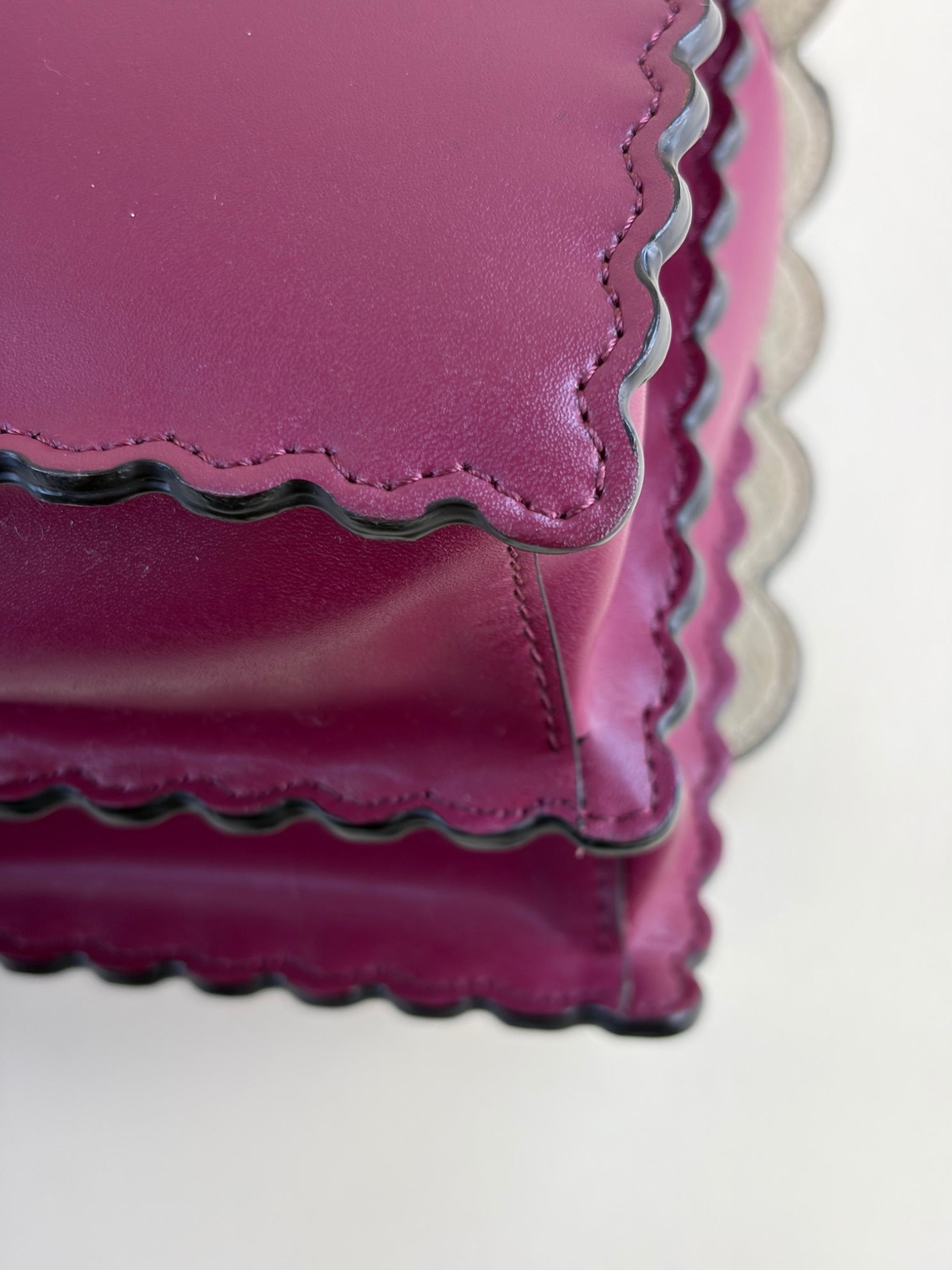 Fendi scalloped studded large black cherry Kan I shoulder bag