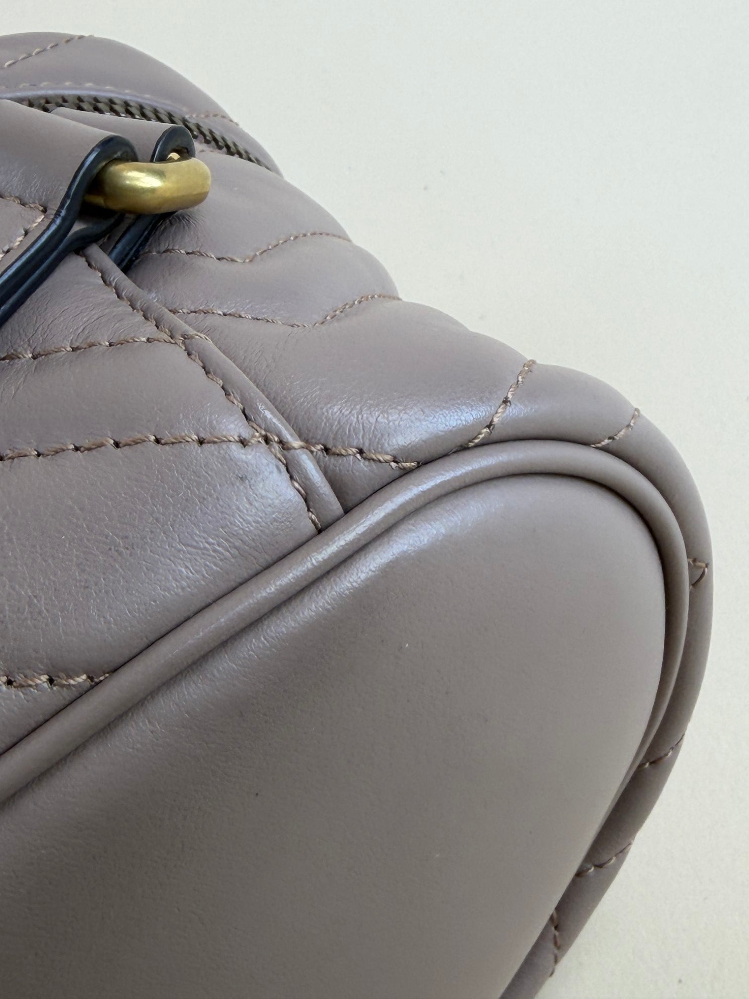 GUCCI nude calfskin matelassé mini gg Marmont round backpack bag