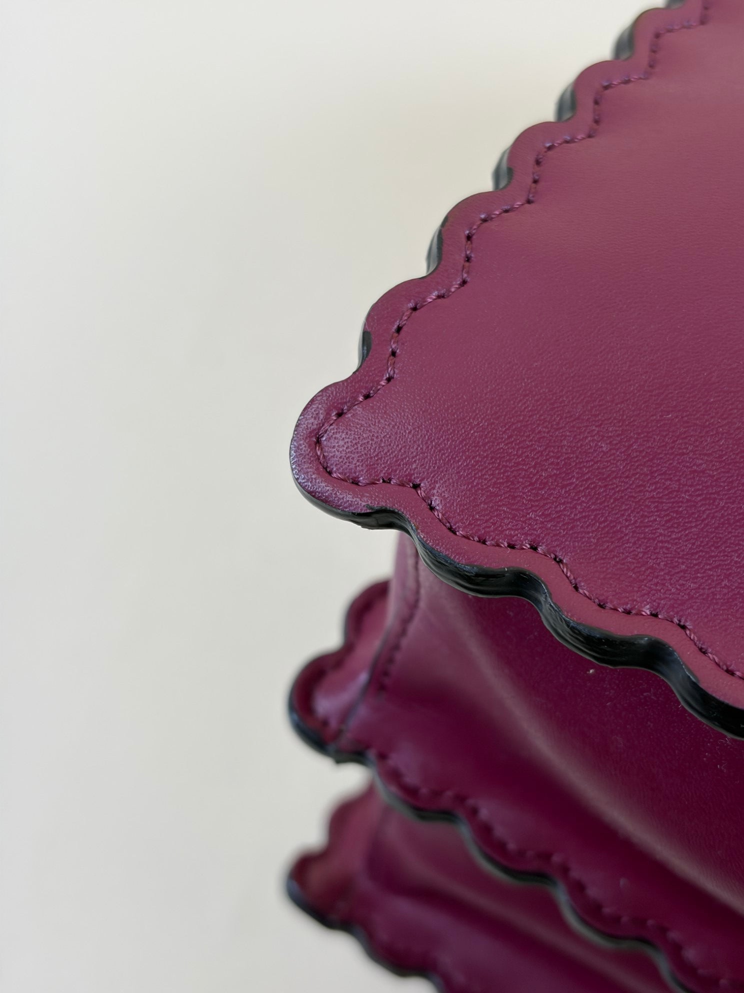 Fendi scalloped studded large black cherry Kan I shoulder bag