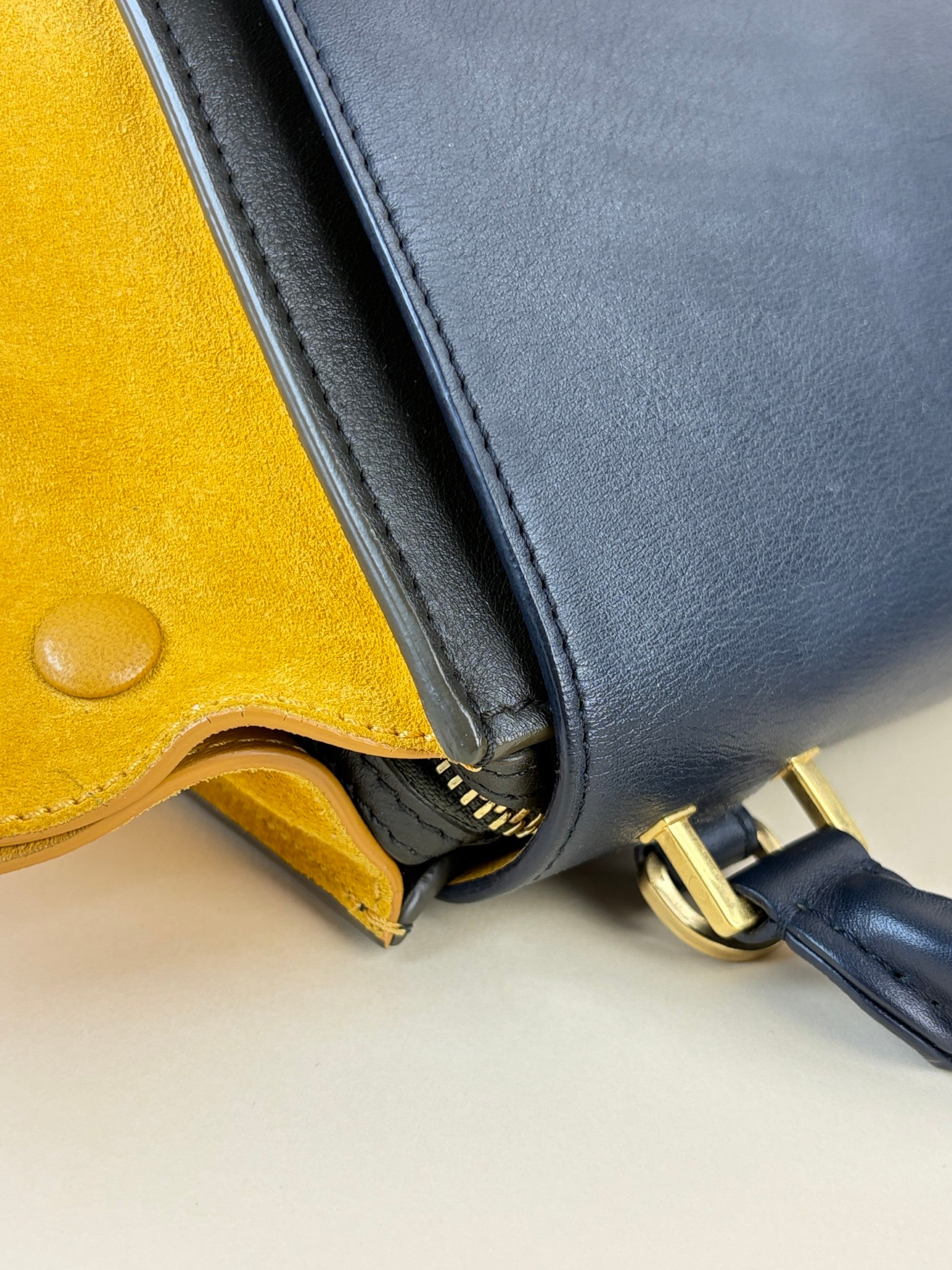 Celine calfskin and suede Tricolor Trapeze small