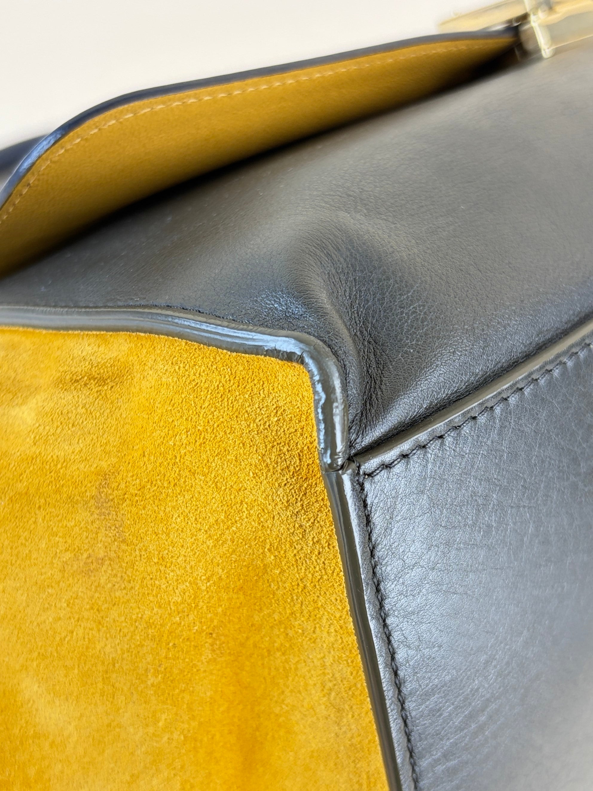 Celine calfskin and suede Tricolor Trapeze small