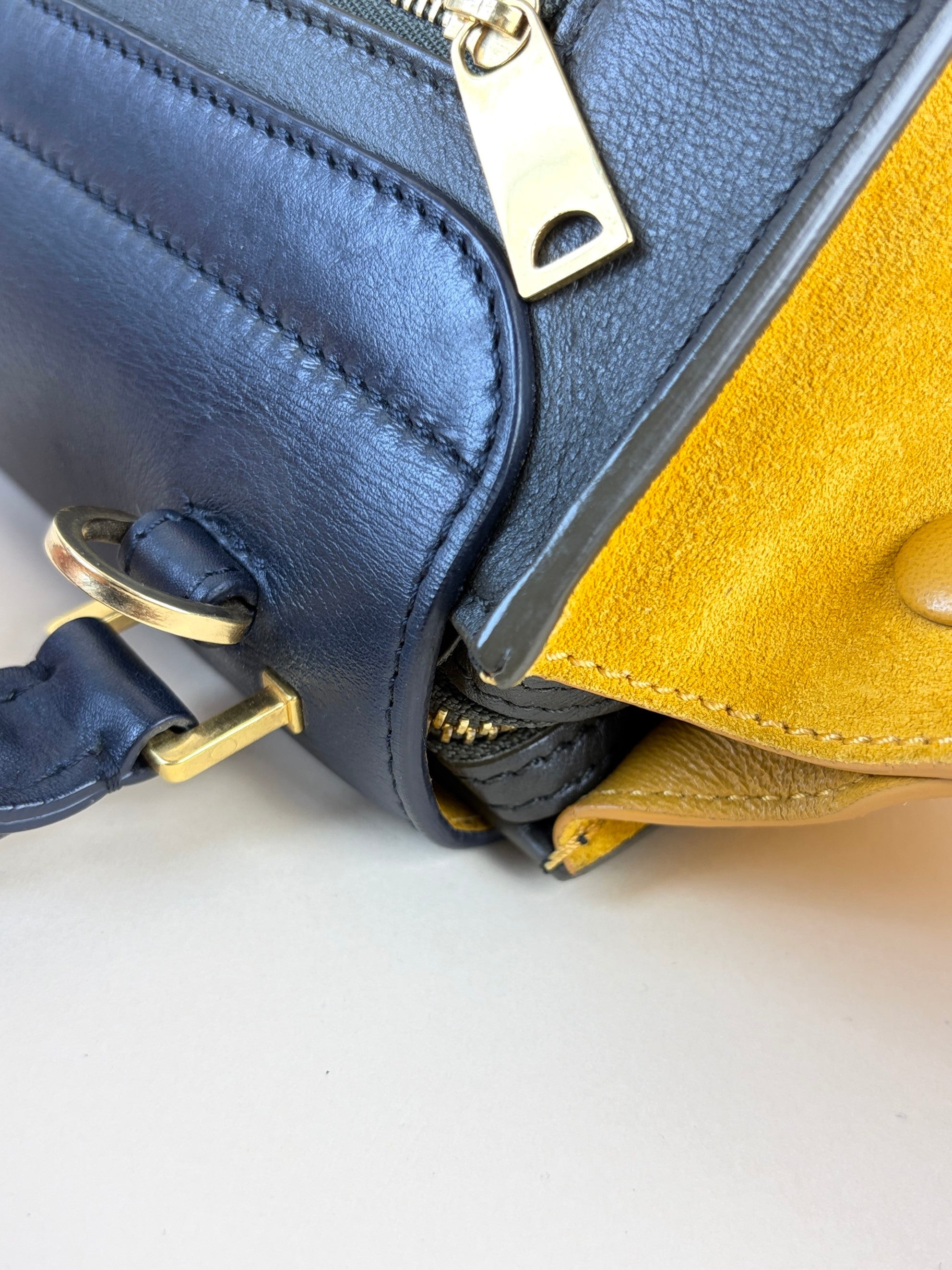 Celine calfskin and suede Tricolor Trapeze small