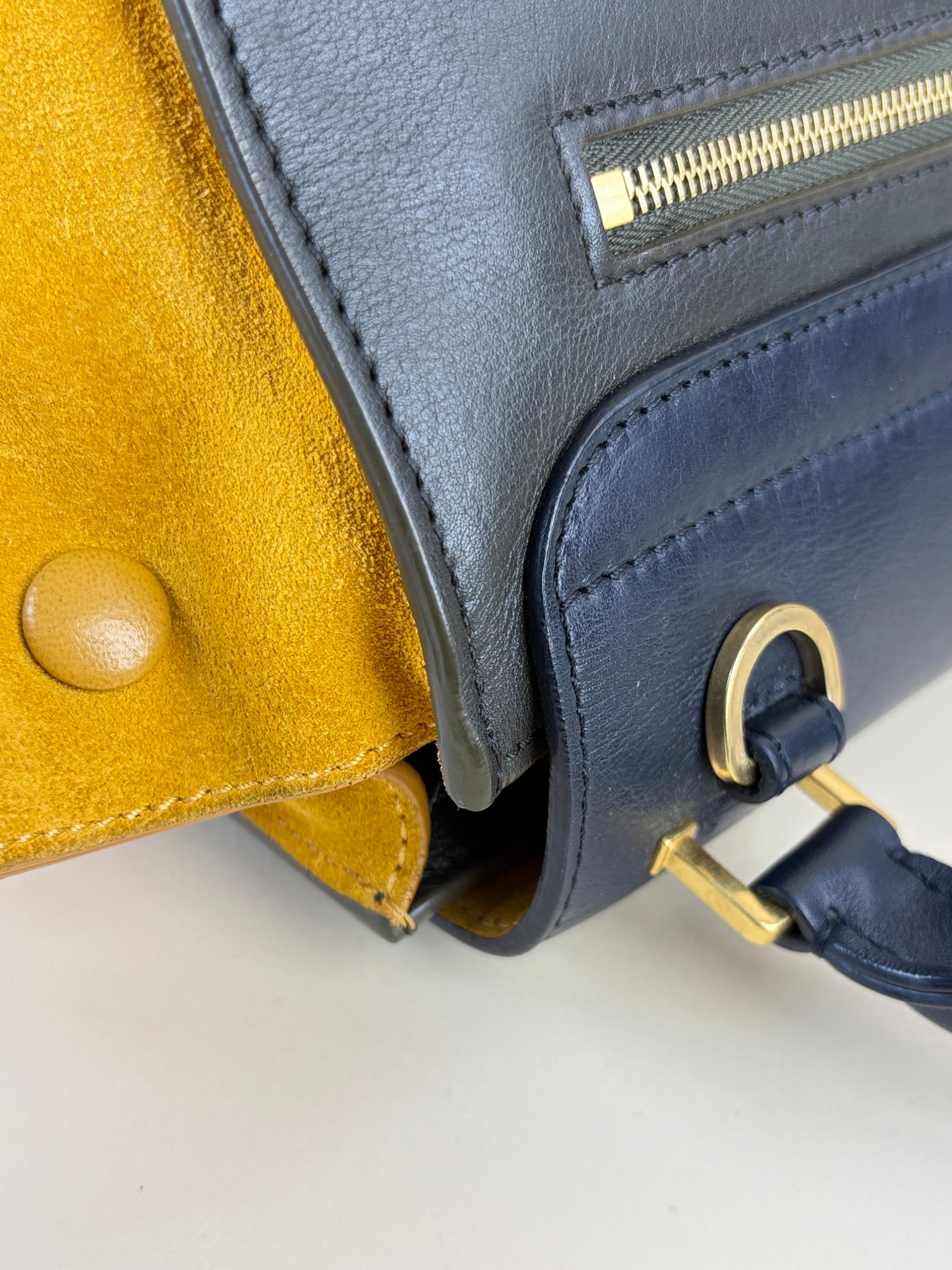 Celine calfskin and suede Tricolor Trapeze small