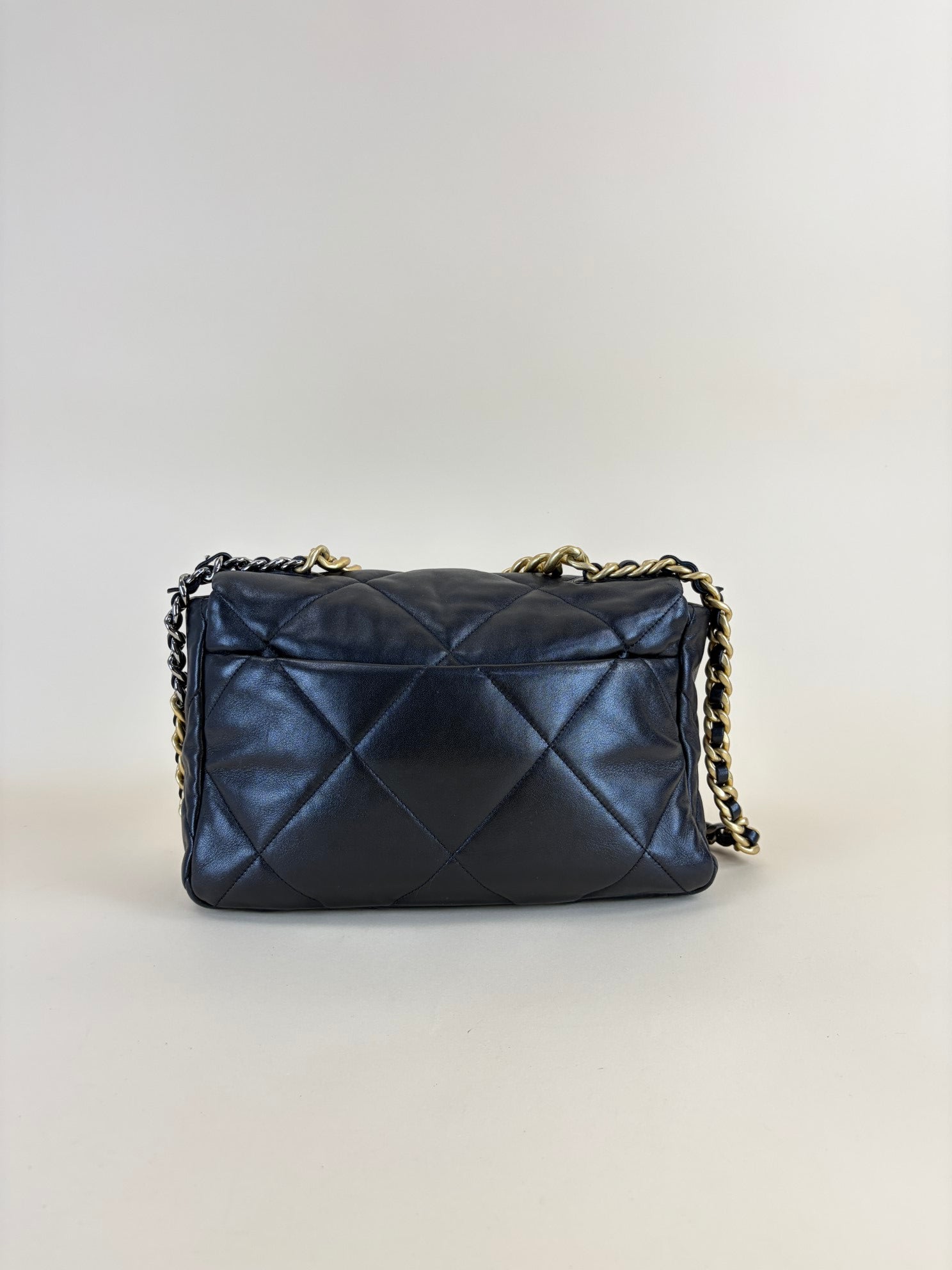 Chanel black bskin quilted 19flap large bag