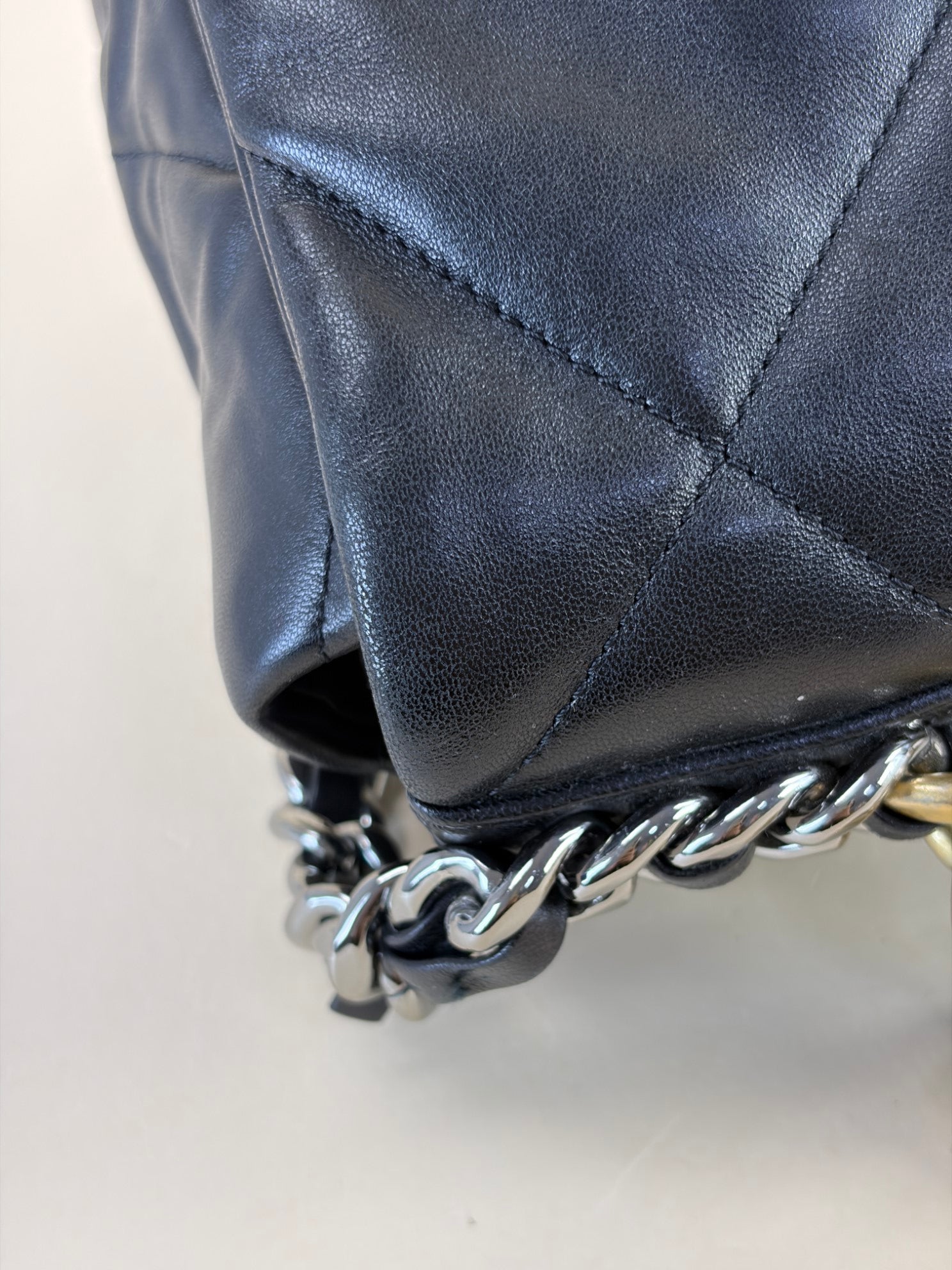 Chanel black bskin quilted 19flap large bag