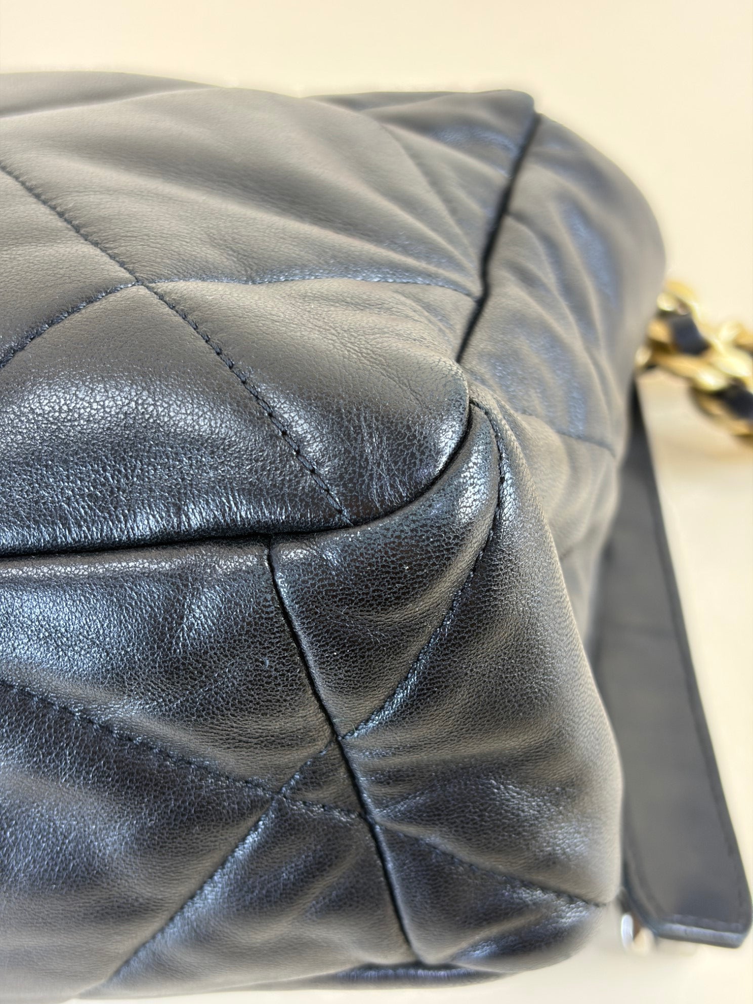 Chanel black bskin quilted 19flap large bag