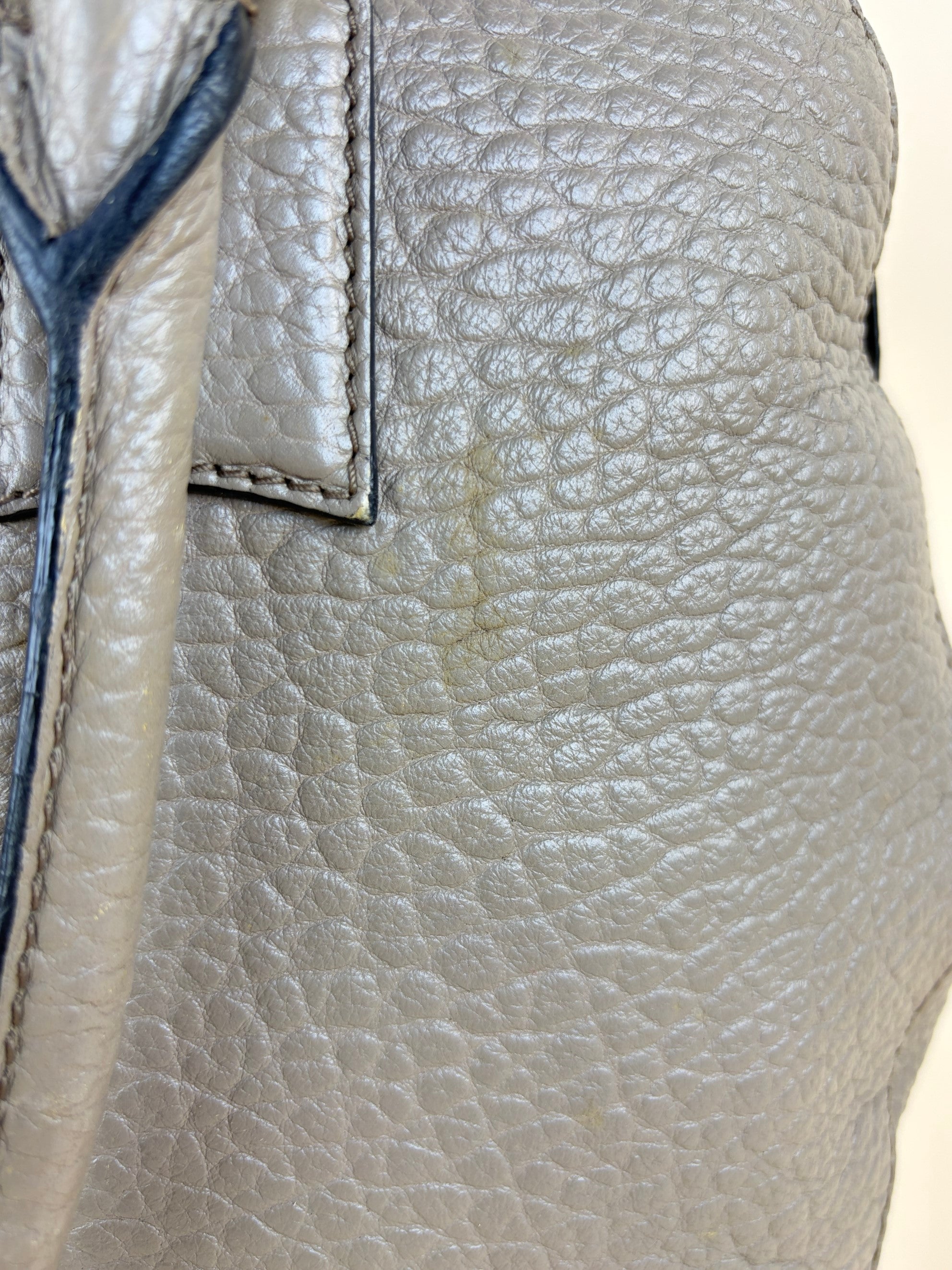 Burberry gray top handle orchard grain leather