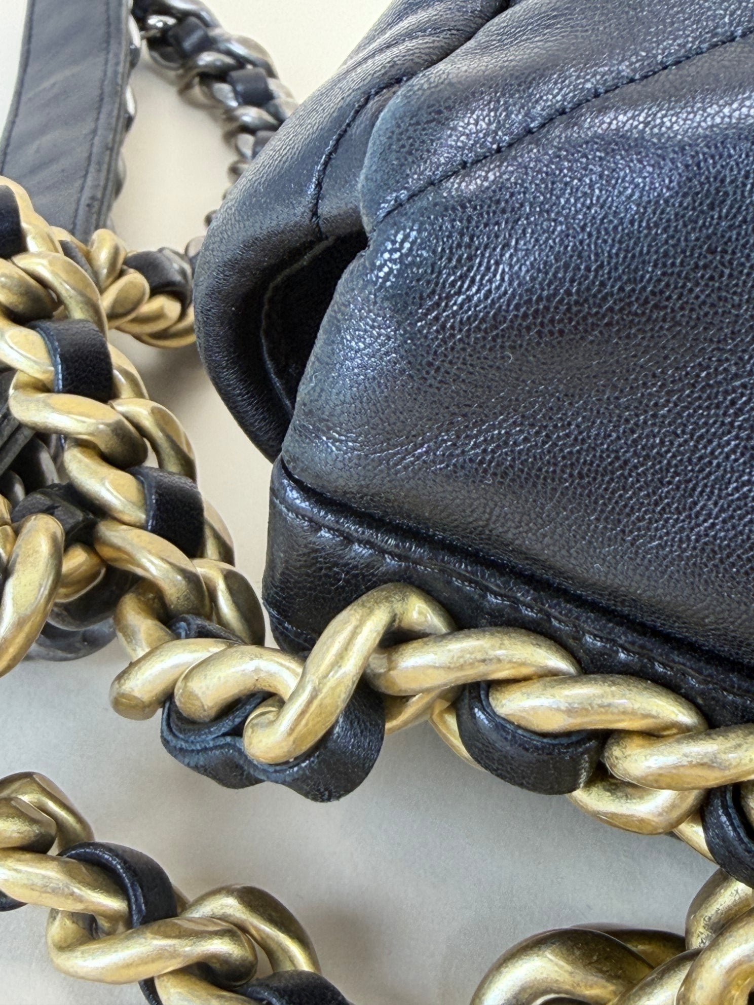 Chanel black bskin quilted 19flap large bag