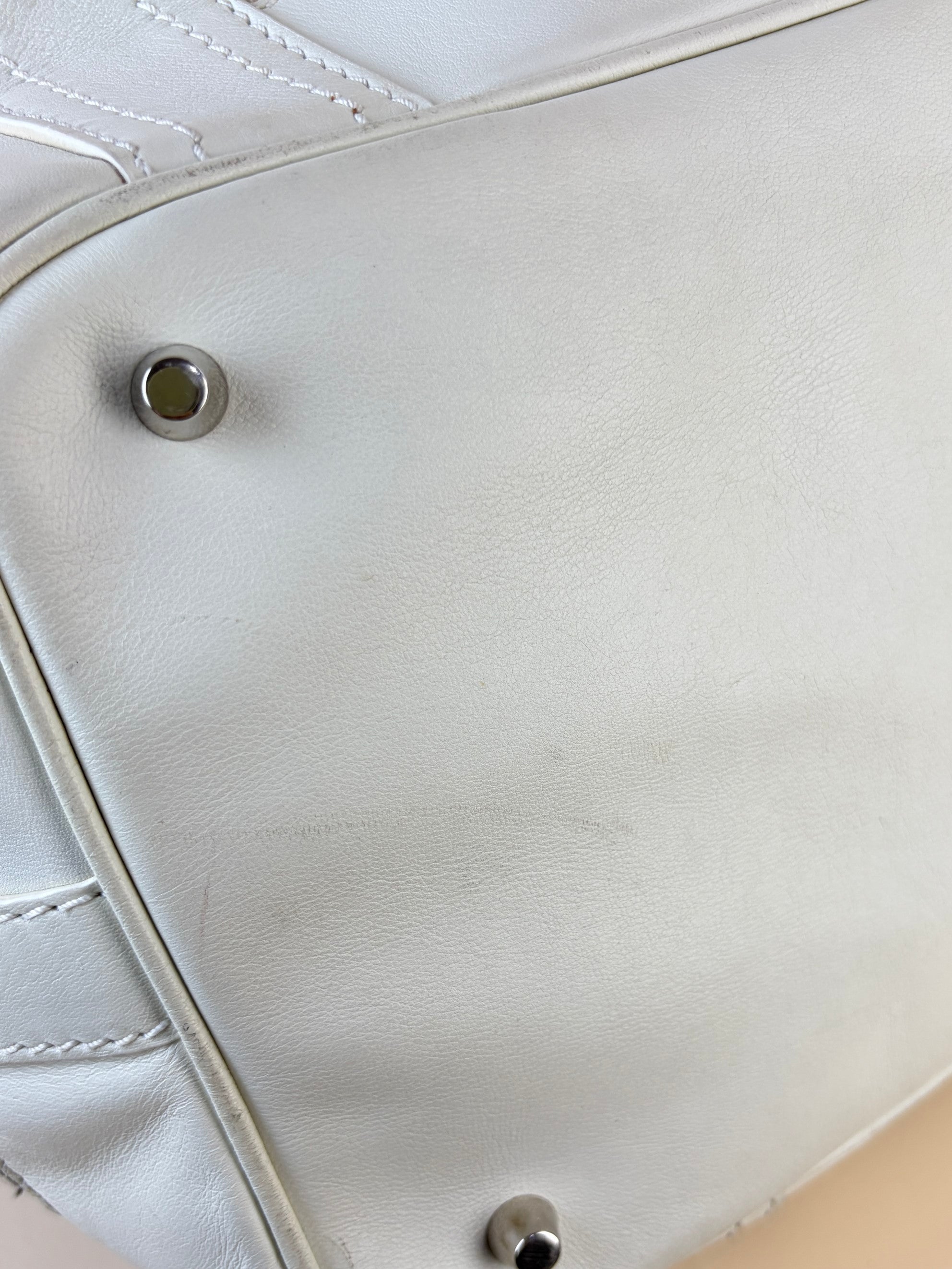 Burberry white leather nova/check large Beaton tote bag