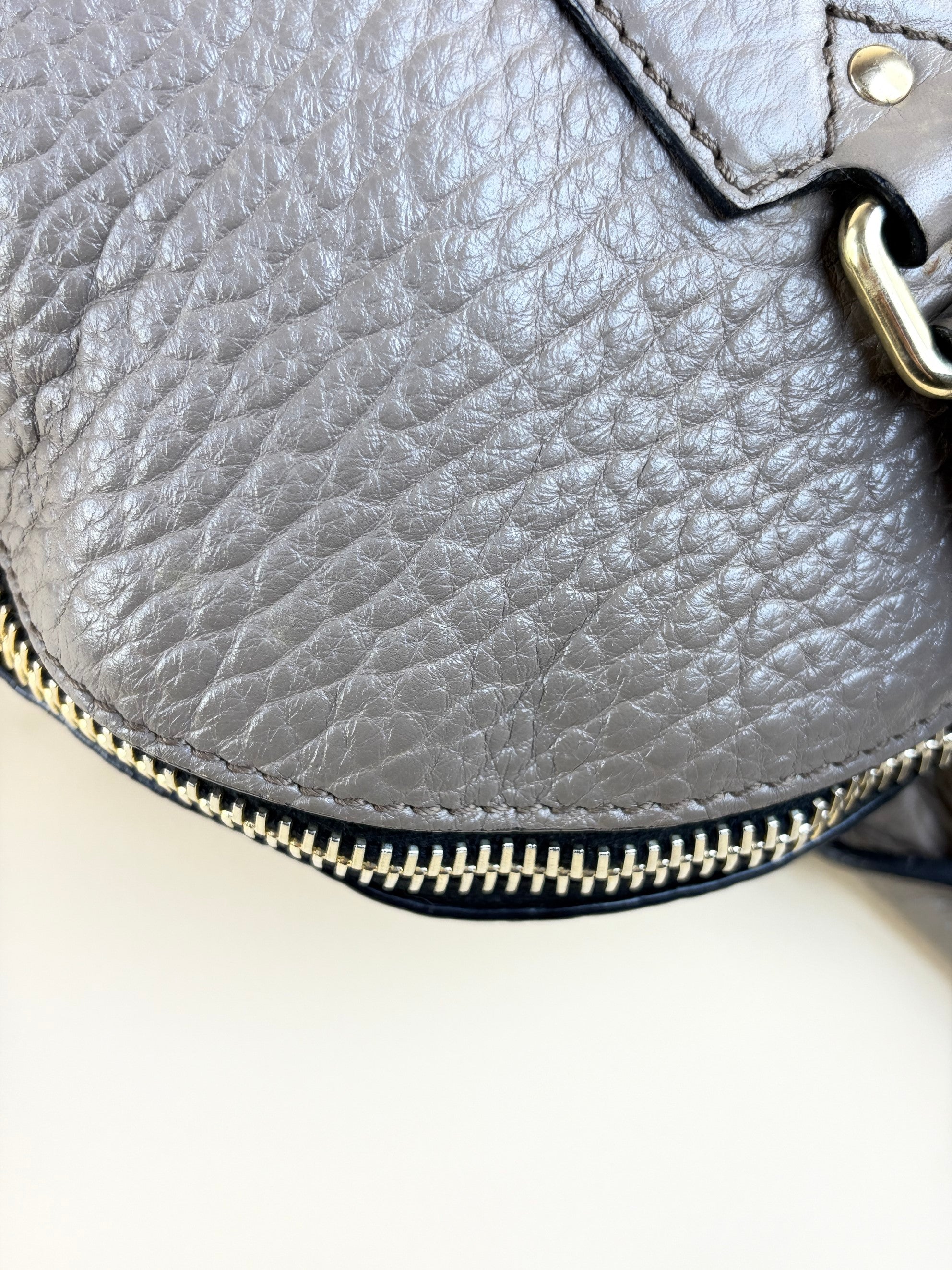 Burberry gray top handle orchard grain leather