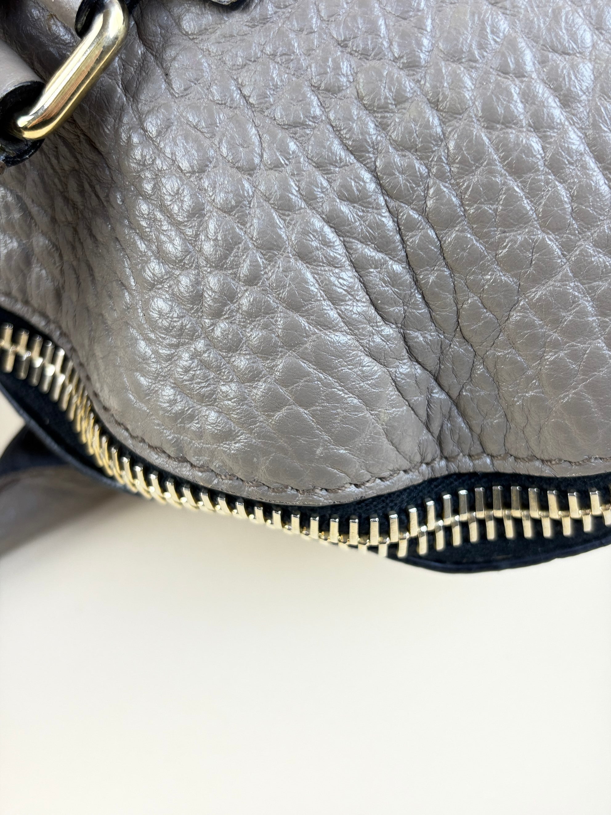 Burberry gray top handle orchard grain leather