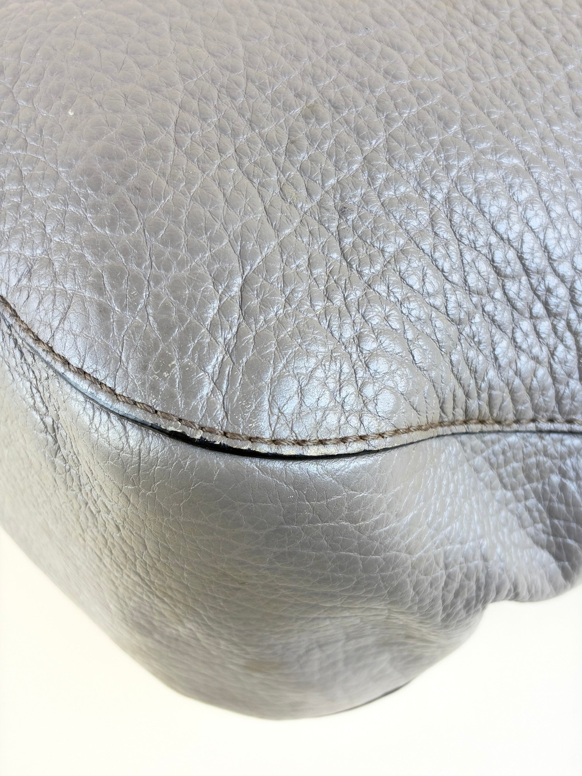 Burberry gray top handle orchard grain leather
