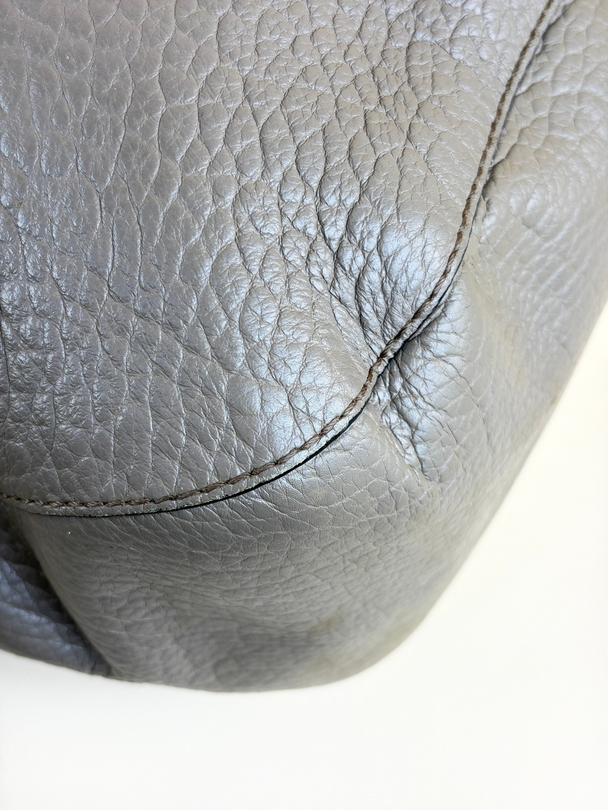Burberry gray top handle orchard grain leather