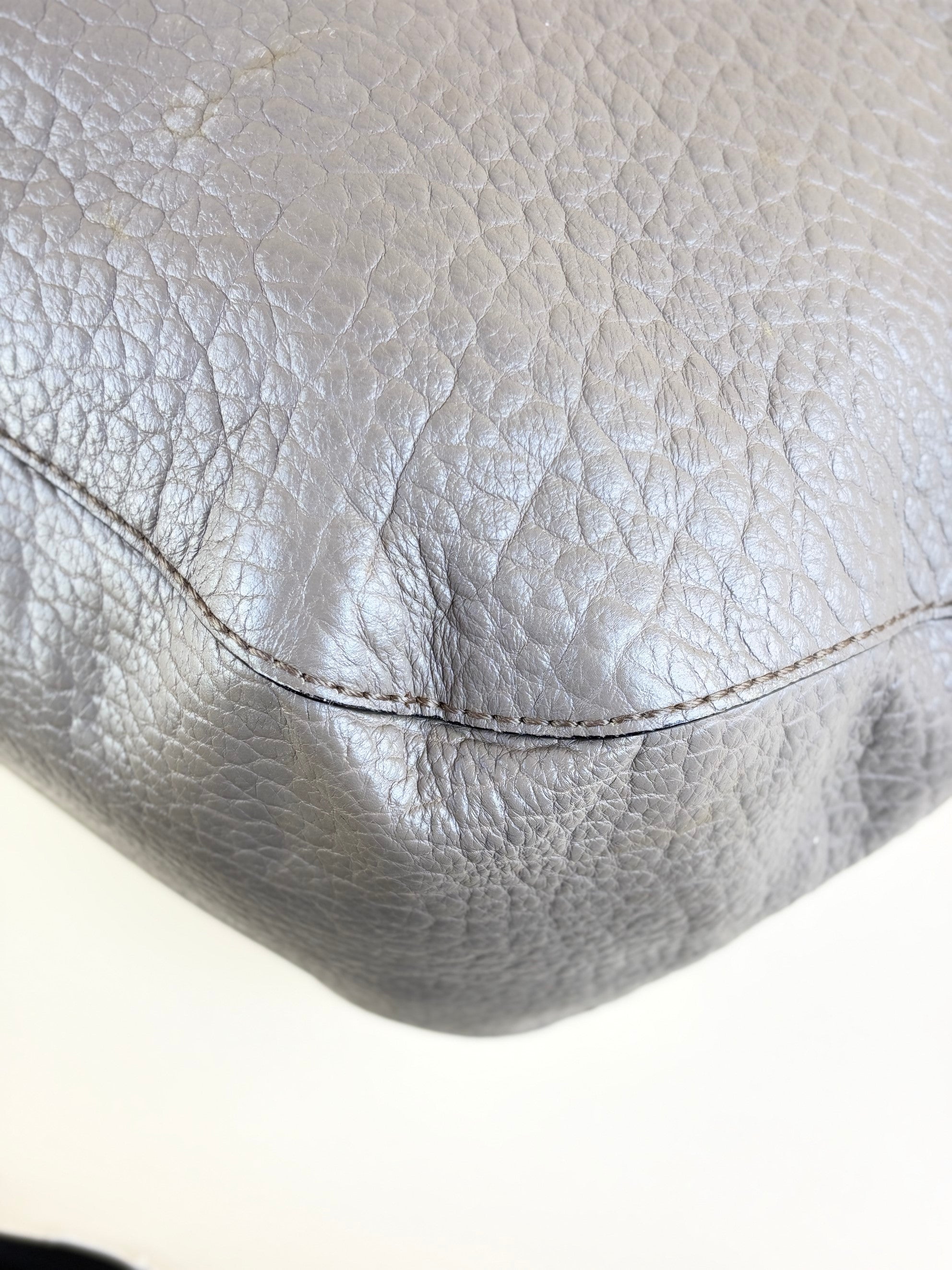 Burberry gray top handle orchard grain leather