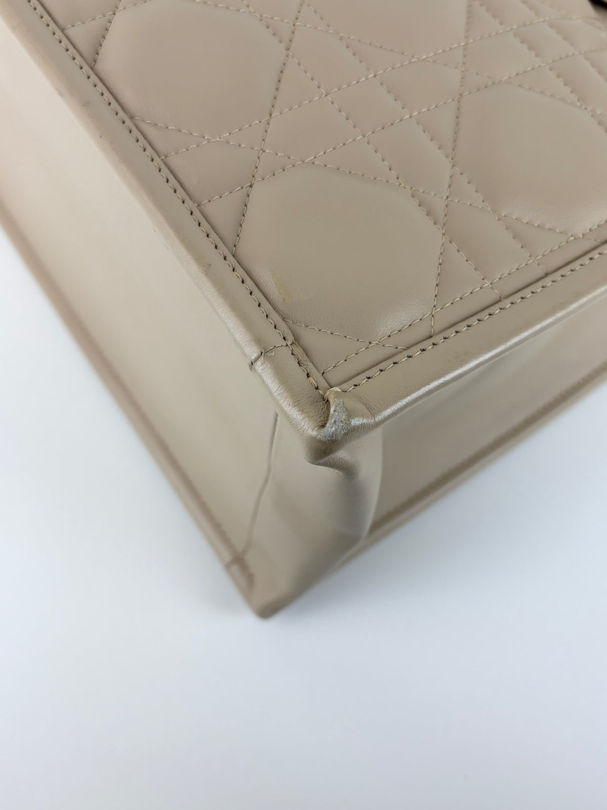 Christian Dior powder beige  macrocannage calfskin Dior book tote bag
