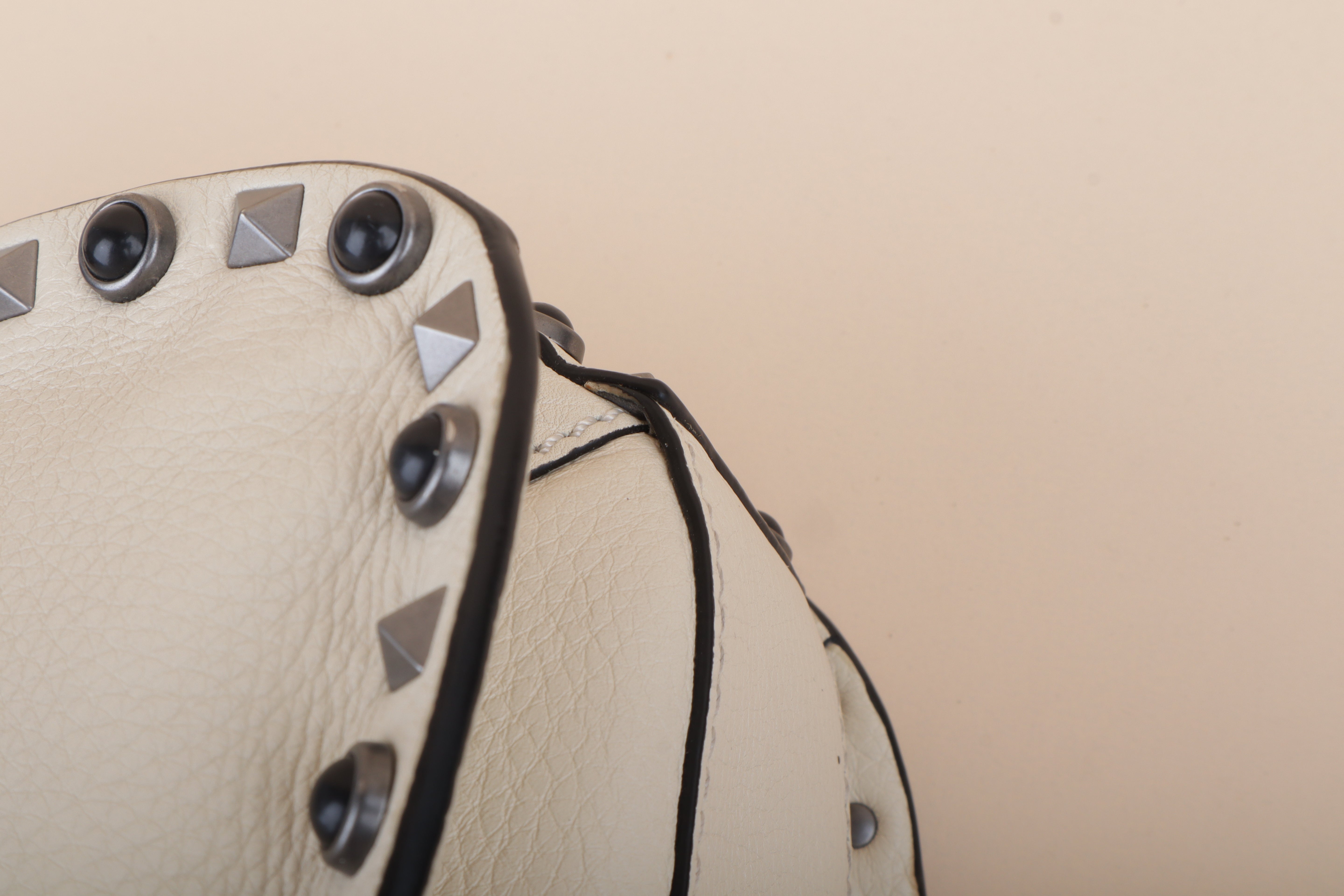 Valentino Ivory Cream Guitar Strap Rolling Rockstud Crossbody Bag