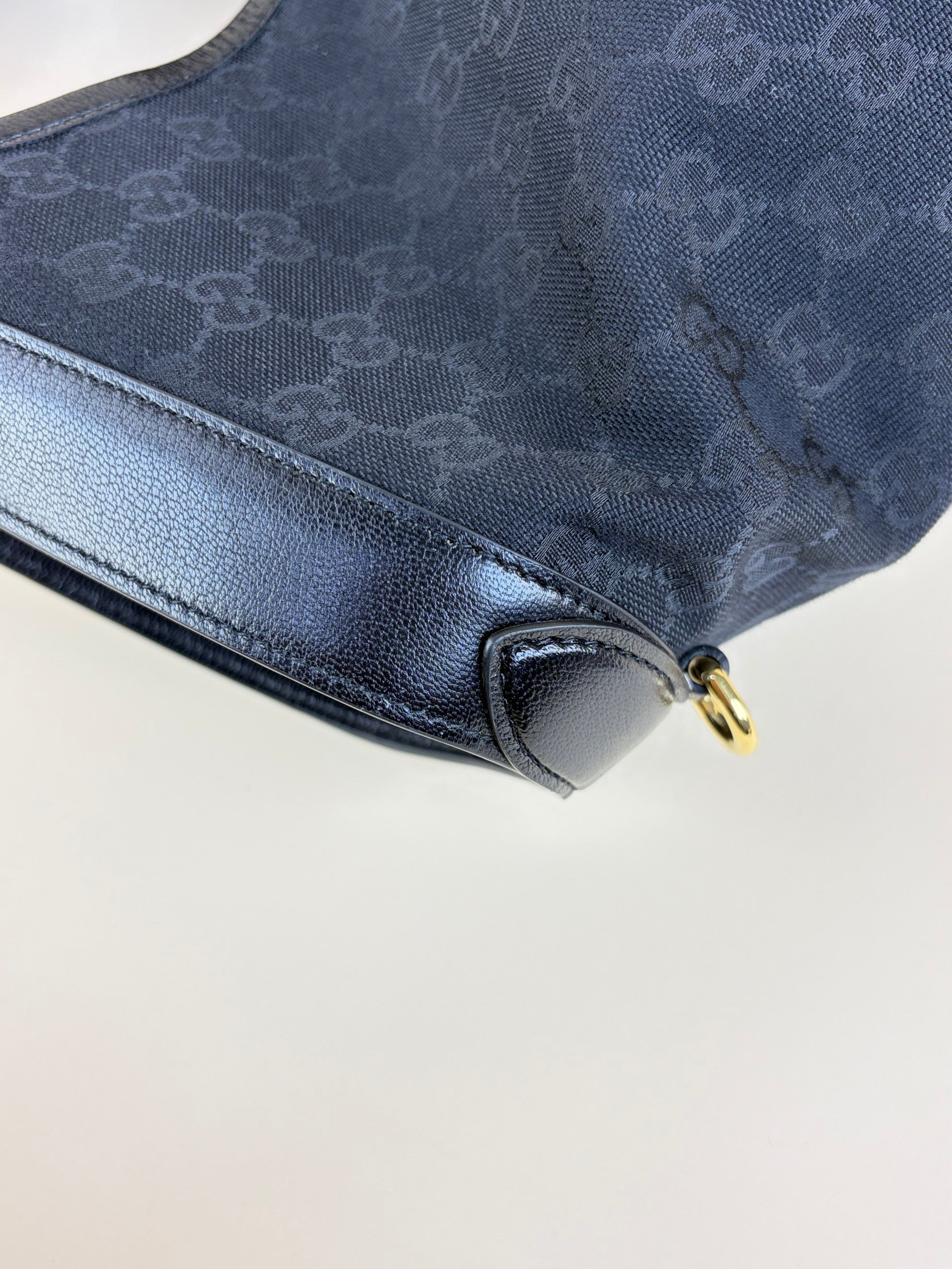Gucci black gg monogram canvas Ophidia Giglio large tote bag