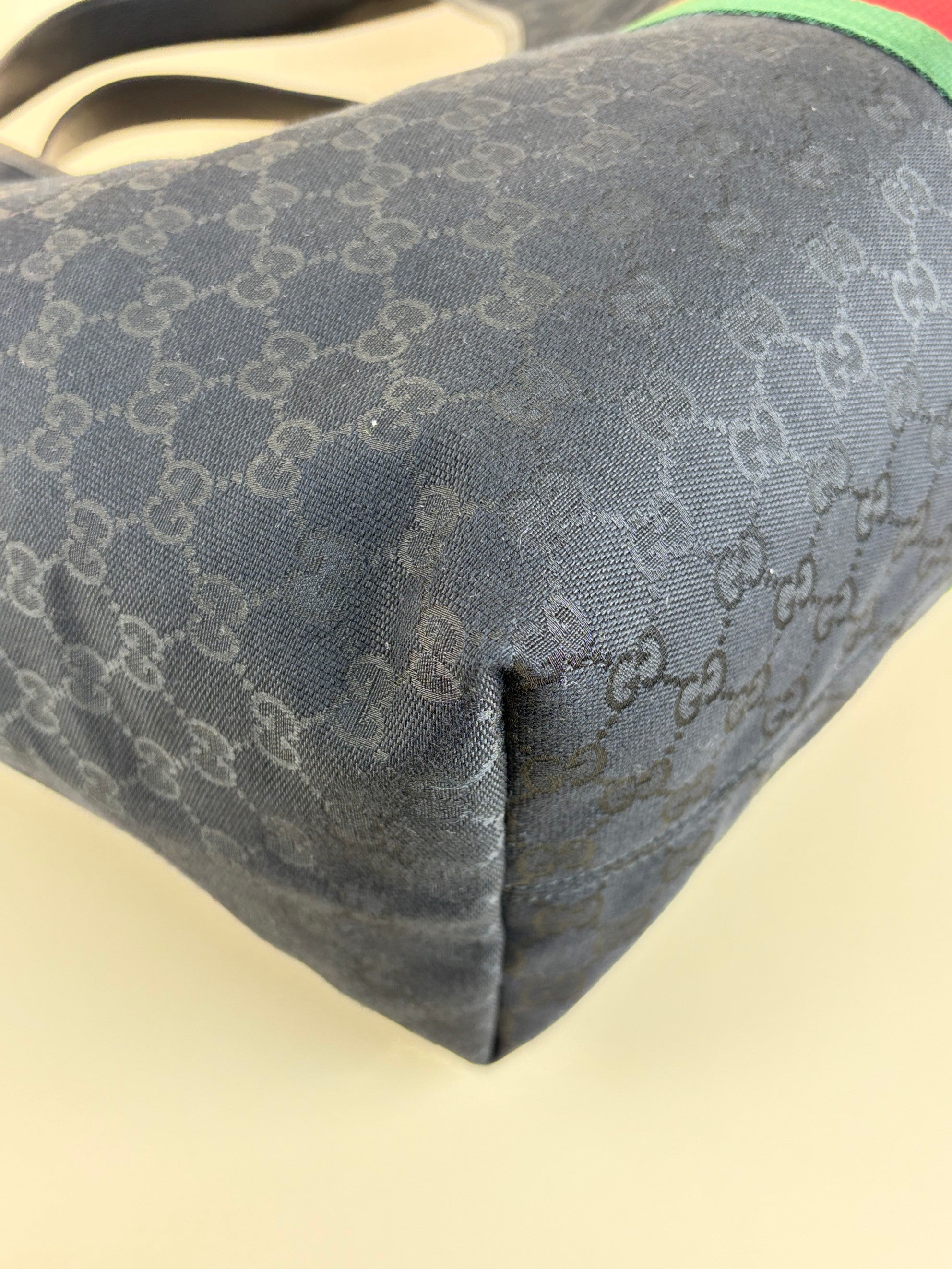 Gucci black gg monogram canvas Ophidia Giglio large tote bag