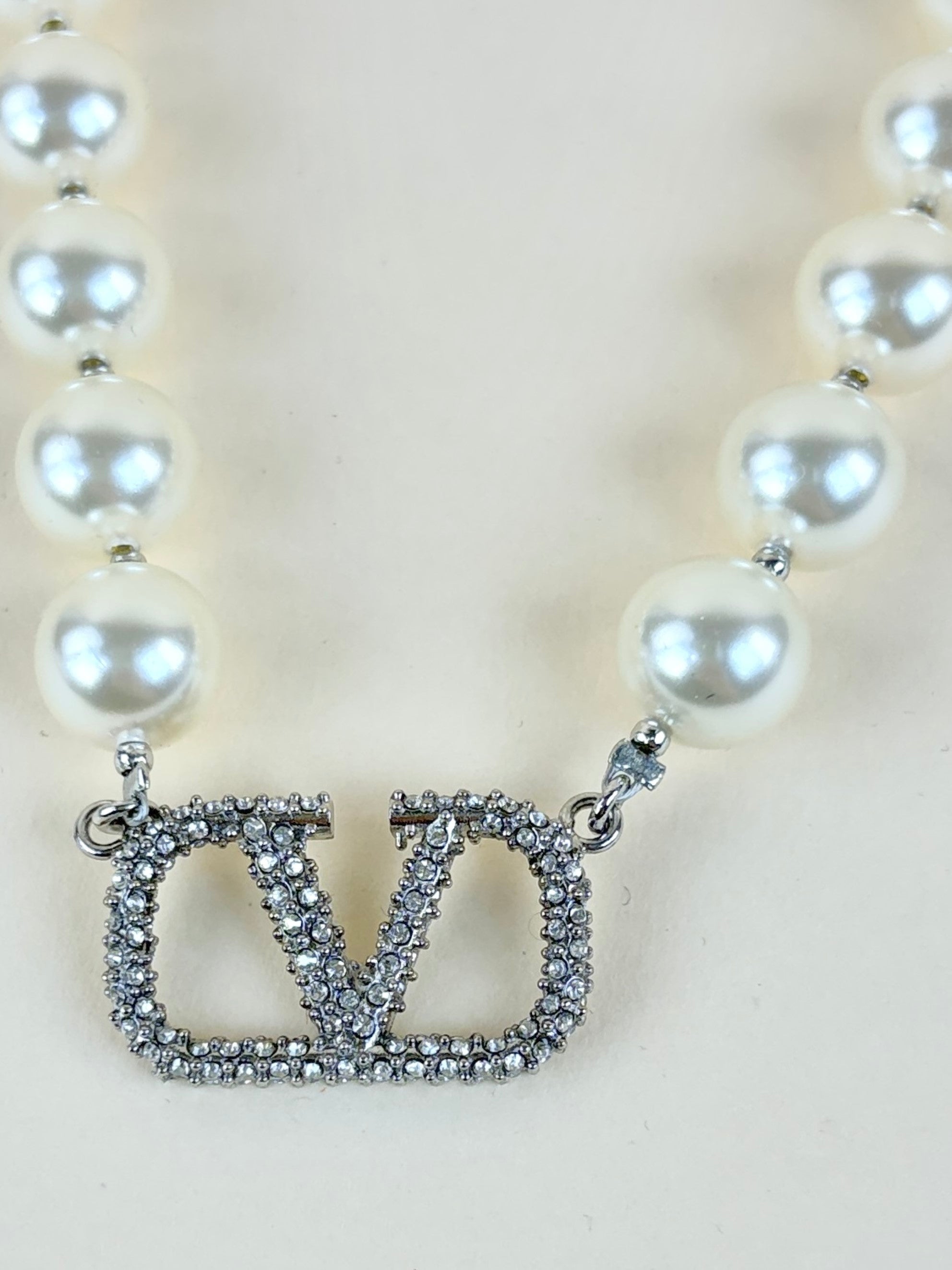 Valentino Silver Vlogo Signature Pearl Necklace