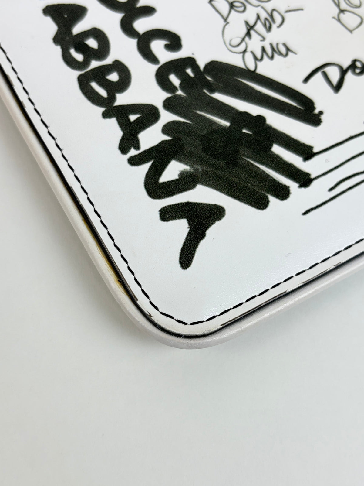 Dolce & Gabbana white calfskin limited graffiti printed flat clutch