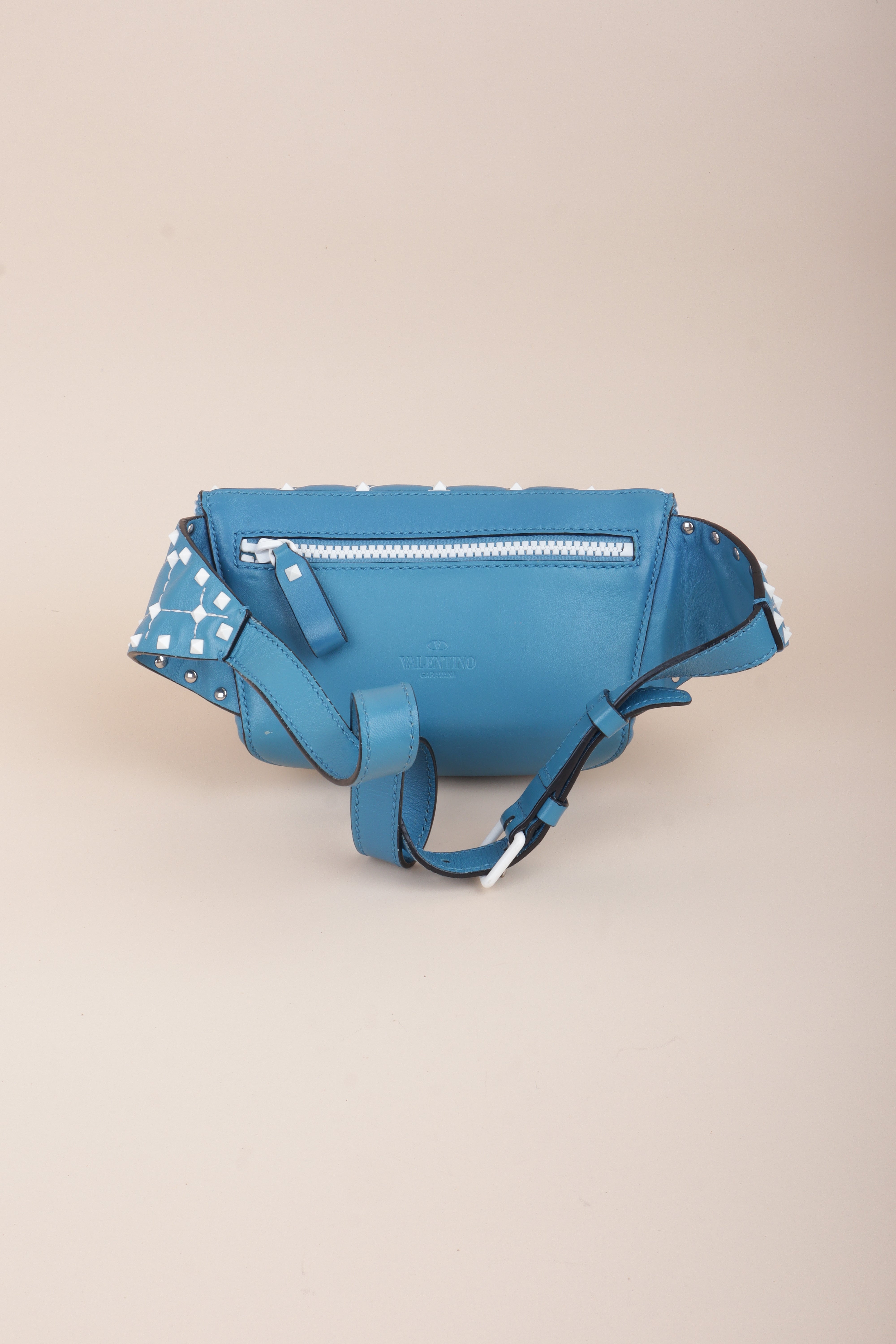 Valentino Blue Rockstud Free Spike Belt Bag 75