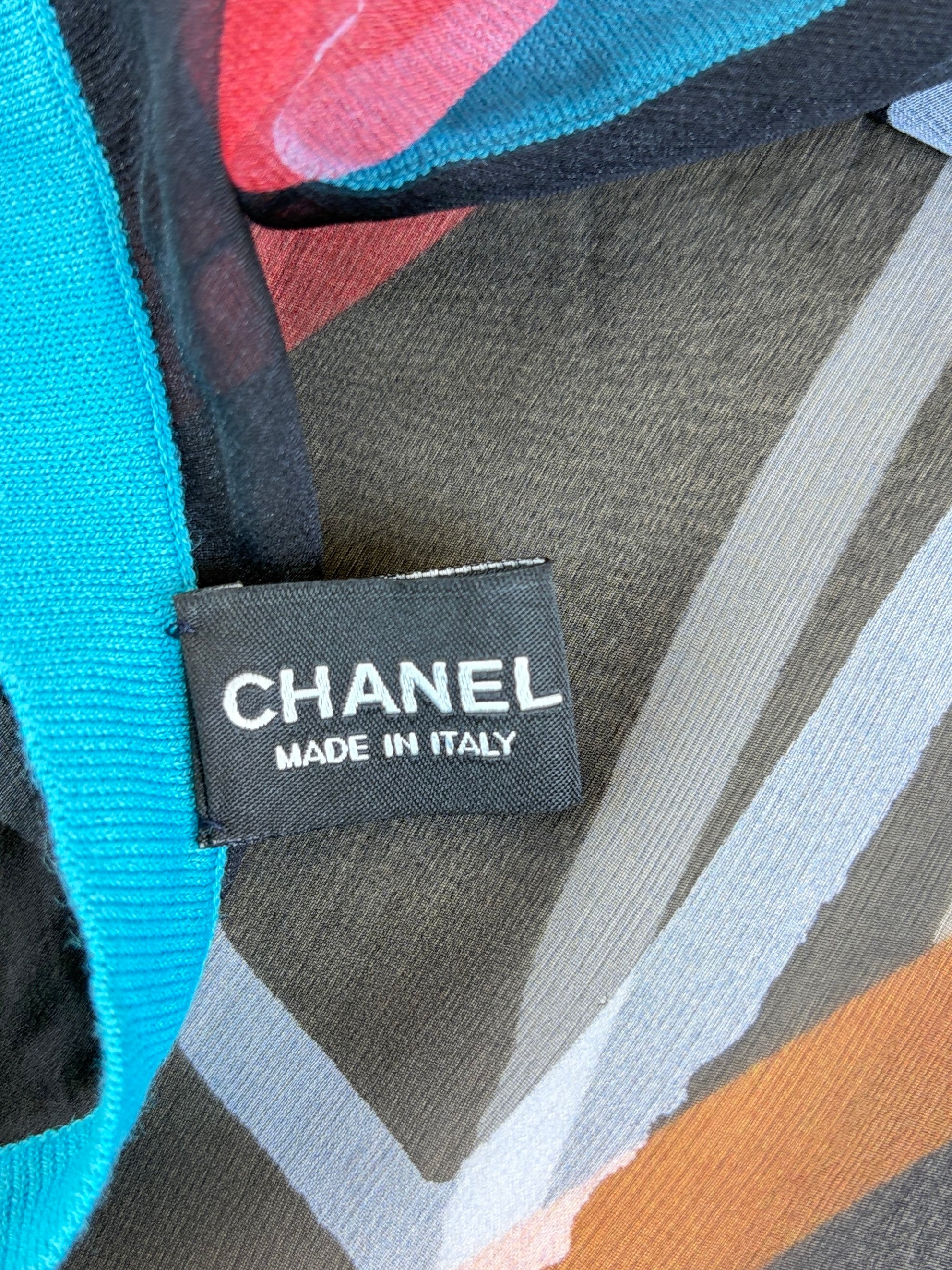 Chanel Multicolor Game Silk Chiffon Scarf