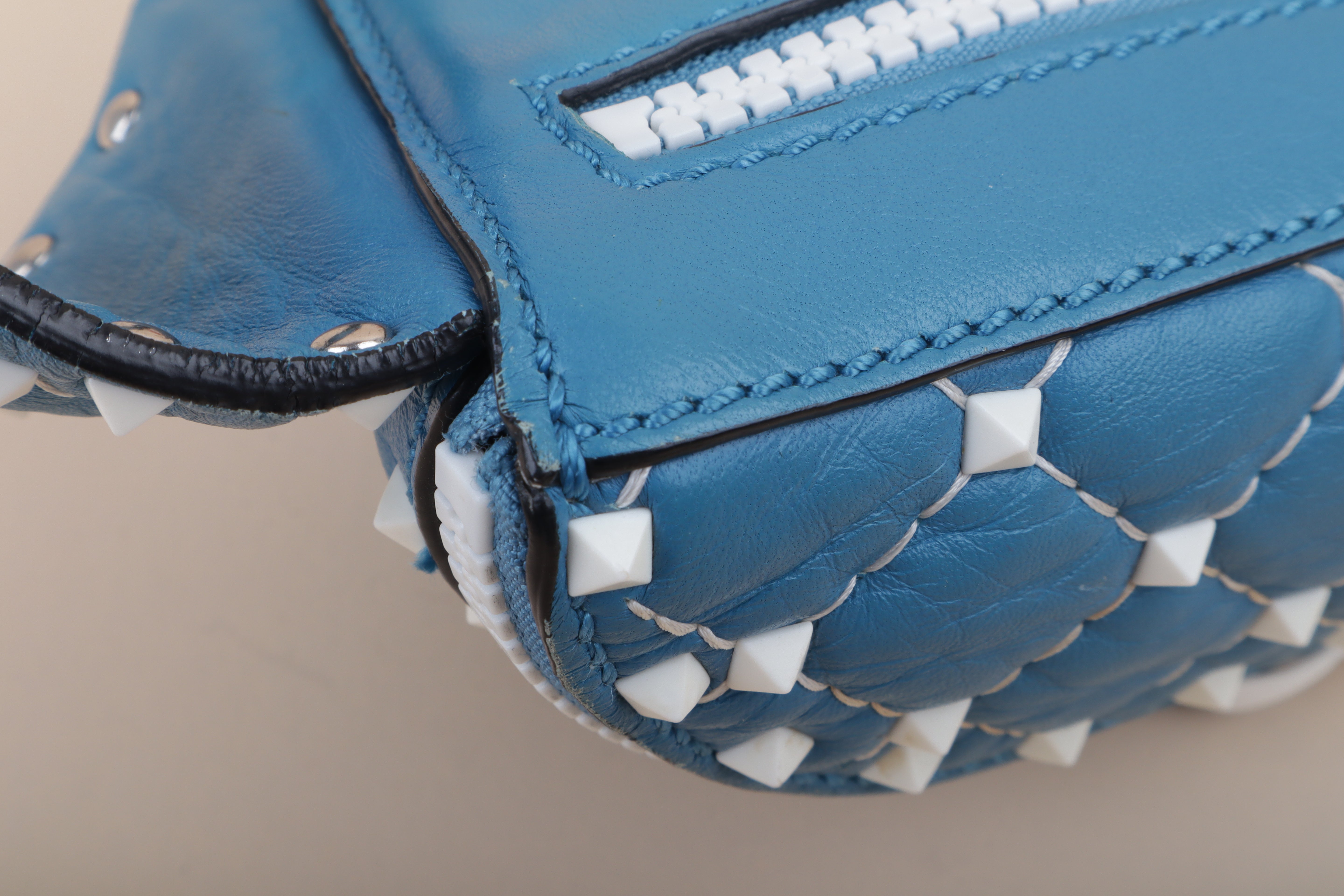 Valentino Blue Rockstud Free Spike Belt Bag 75