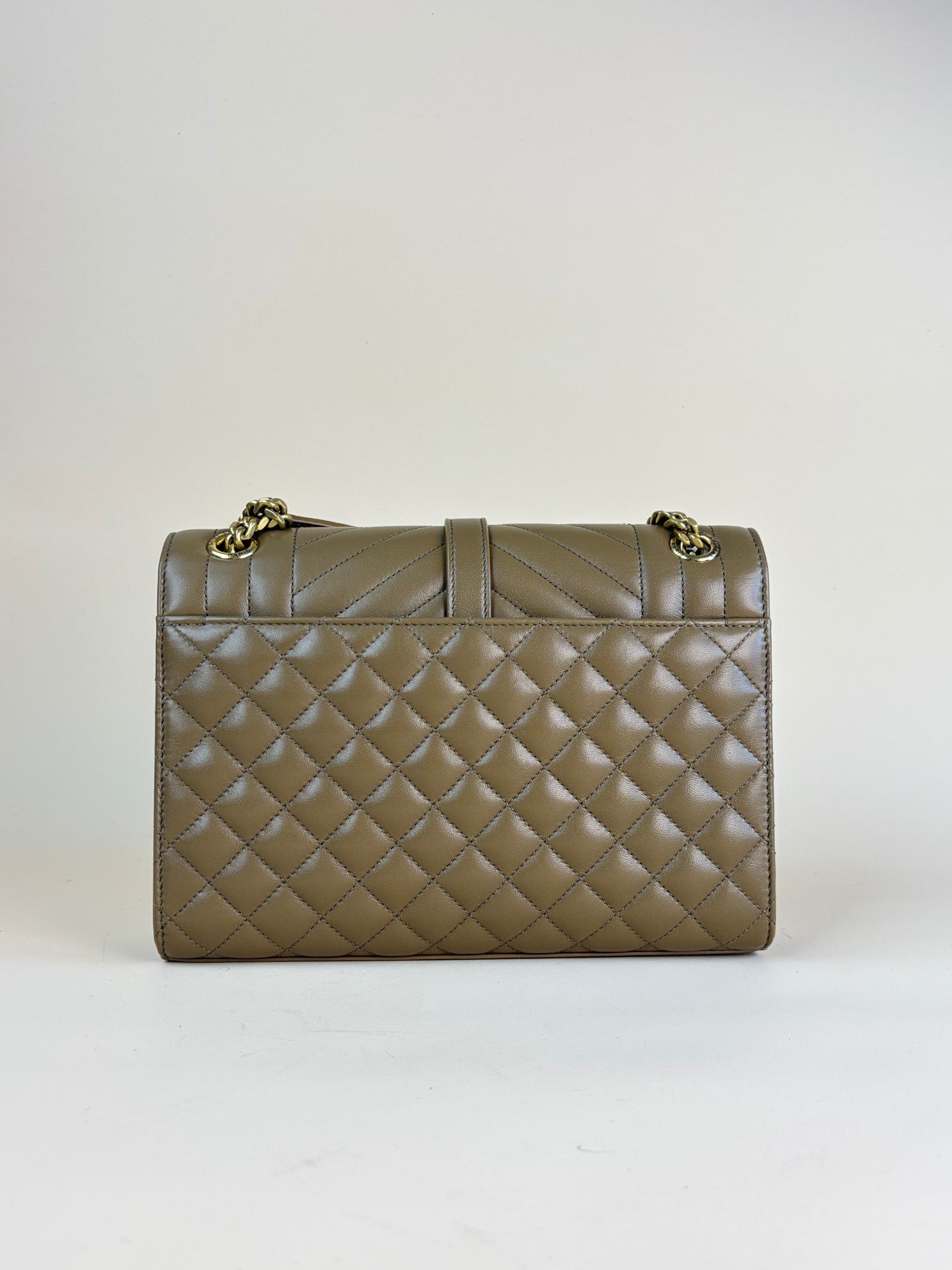 YSL light brown leather matelassé medium lambskin envelope-shoulder bag-YSL-The Closet Egypt