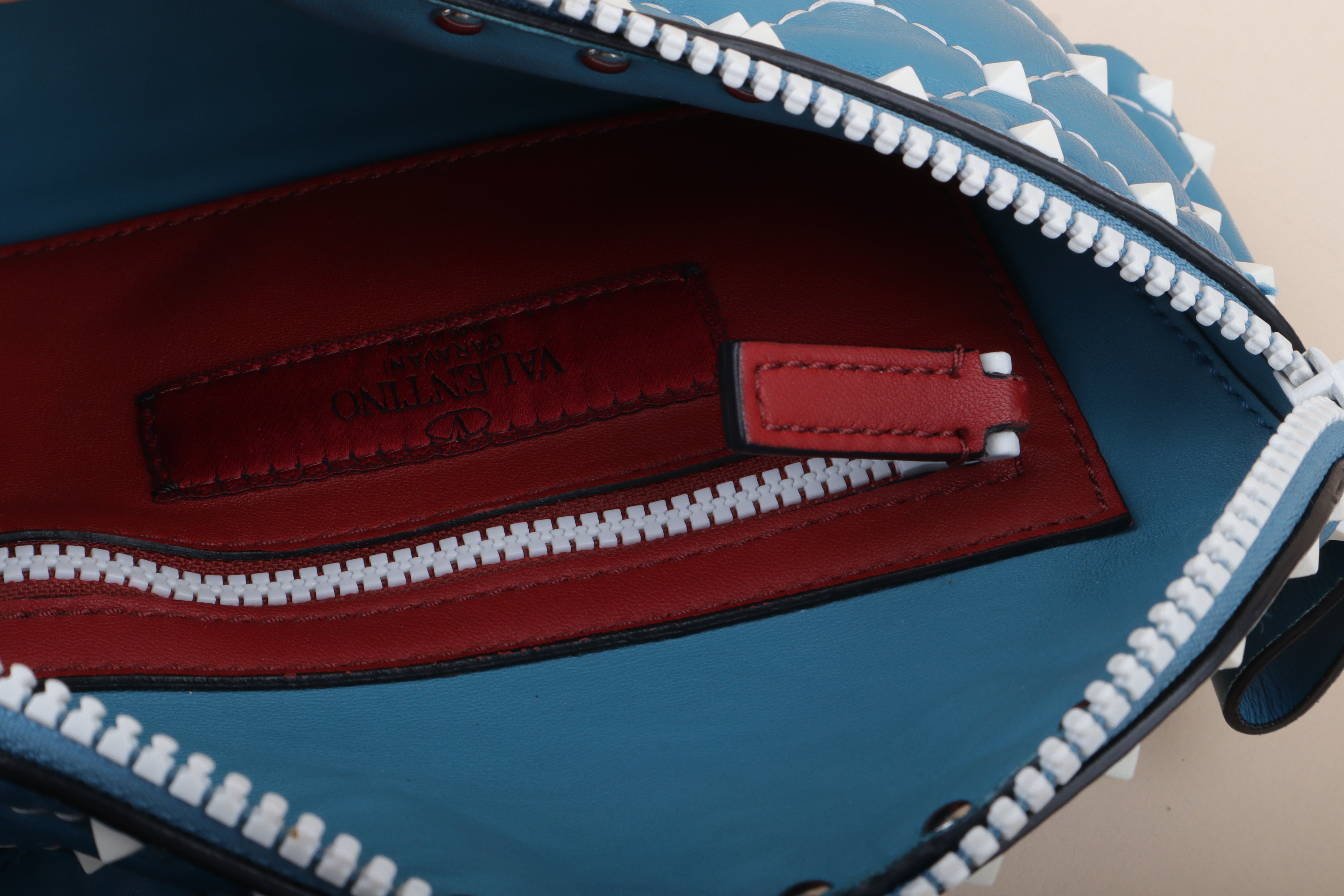 Valentino Blue Rockstud Free Spike Belt Bag 75