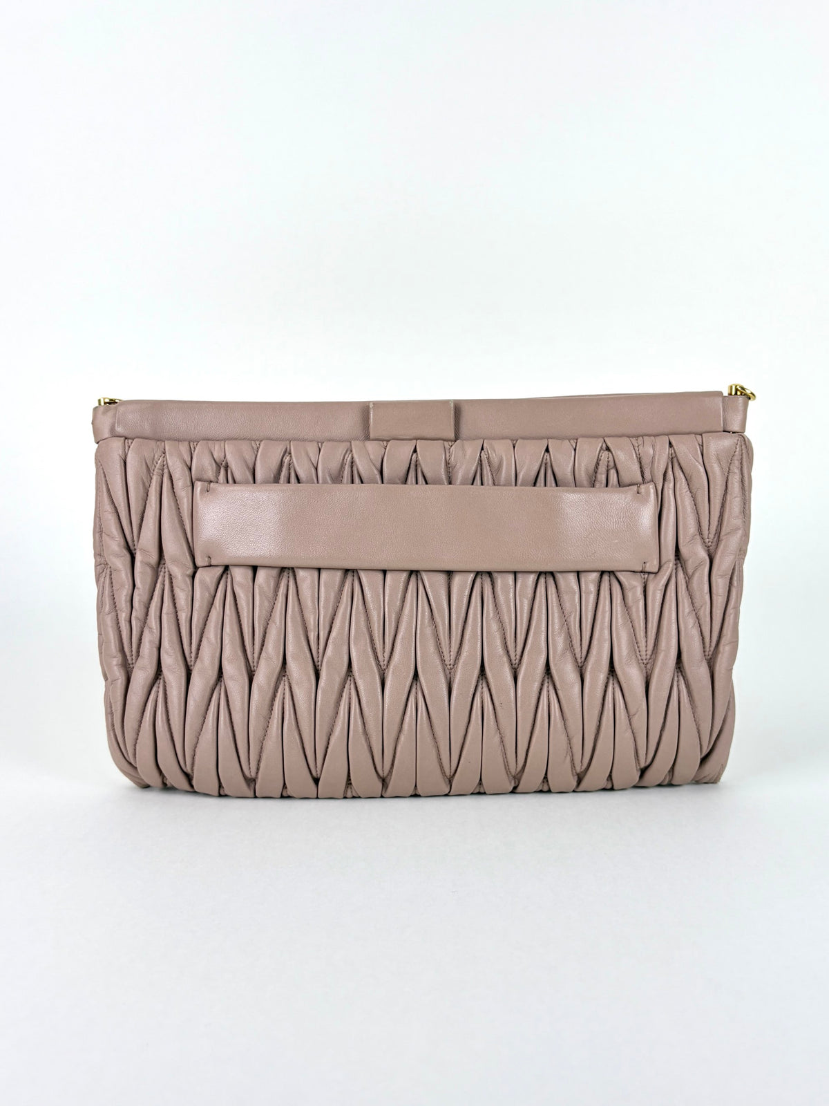 Miu Miu pink nude Matelasse NAPPA leather large Chain Clutch Bag