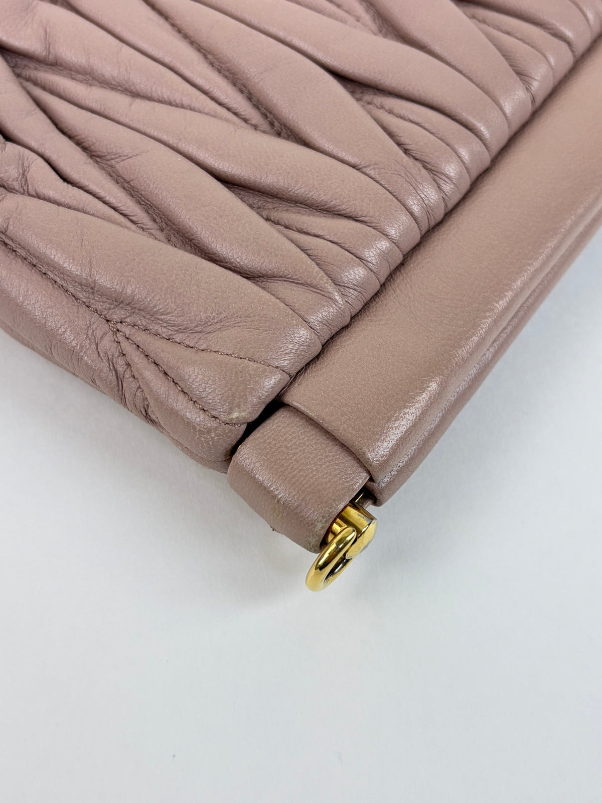 Miu Miu pink nude Matelasse NAPPA leather large Chain Clutch Bag