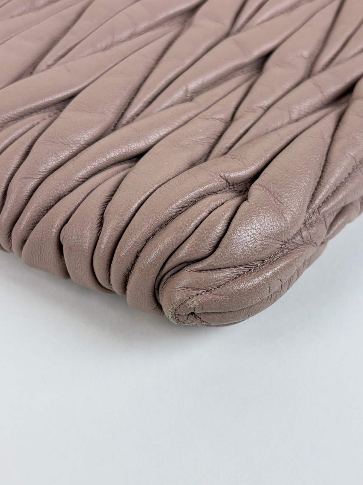 Miu Miu pink nude Matelasse NAPPA leather large Chain Clutch Bag