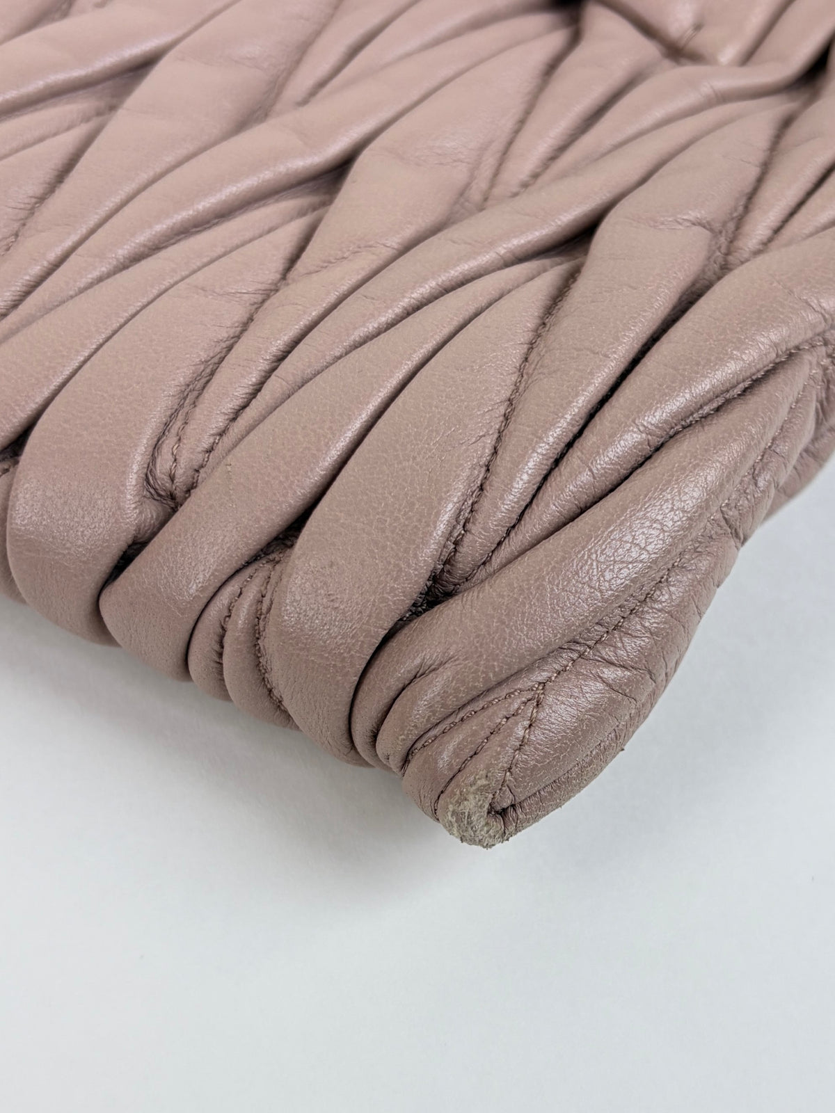 Miu Miu pink nude Matelasse NAPPA leather large Chain Clutch Bag