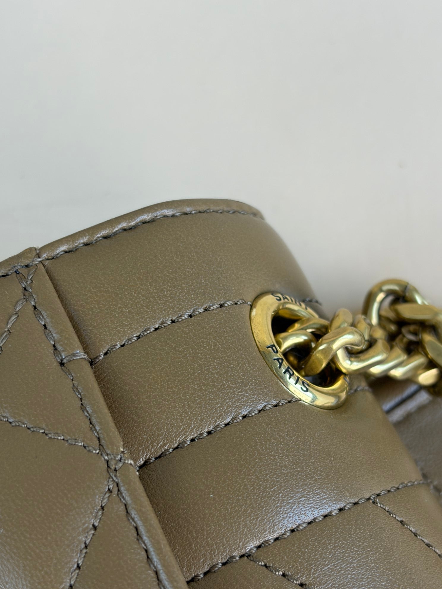 YSL light brown leather matelassé medium lambskin envelope-shoulder bag-YSL-The Closet Egypt