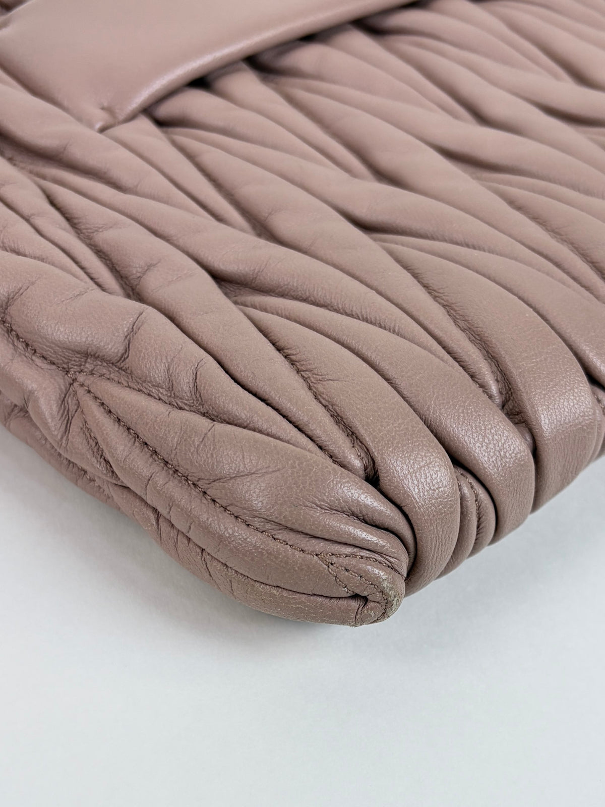 Miu Miu pink nude Matelasse NAPPA leather large Chain Clutch Bag