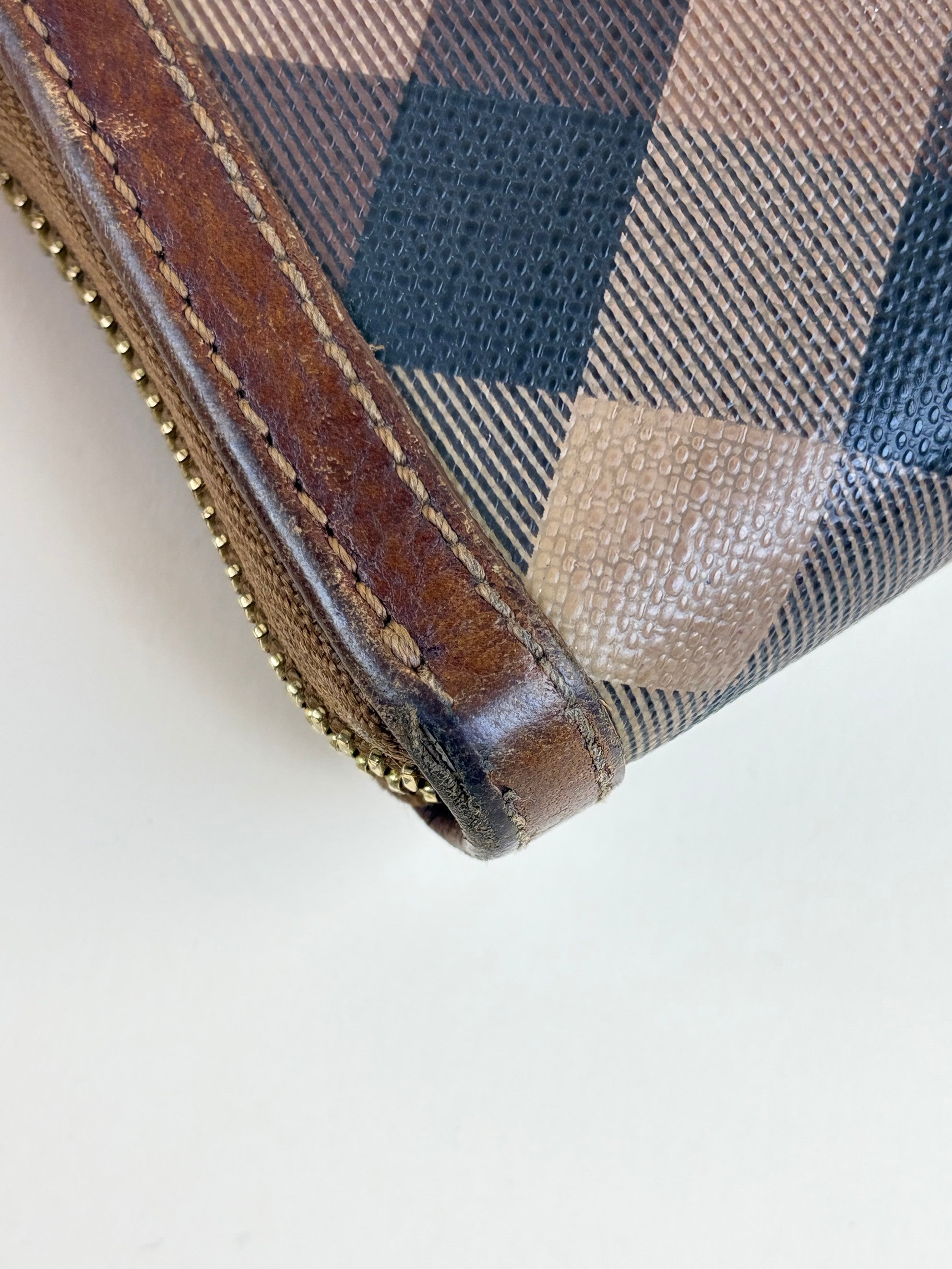 Burberry Brown Haymarket Check Ziggy Zip Wallet