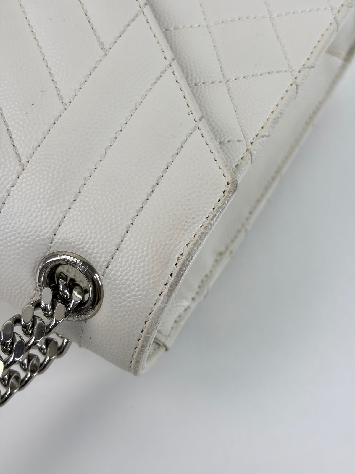 YSL white matelassé tri-quilt medium monogram