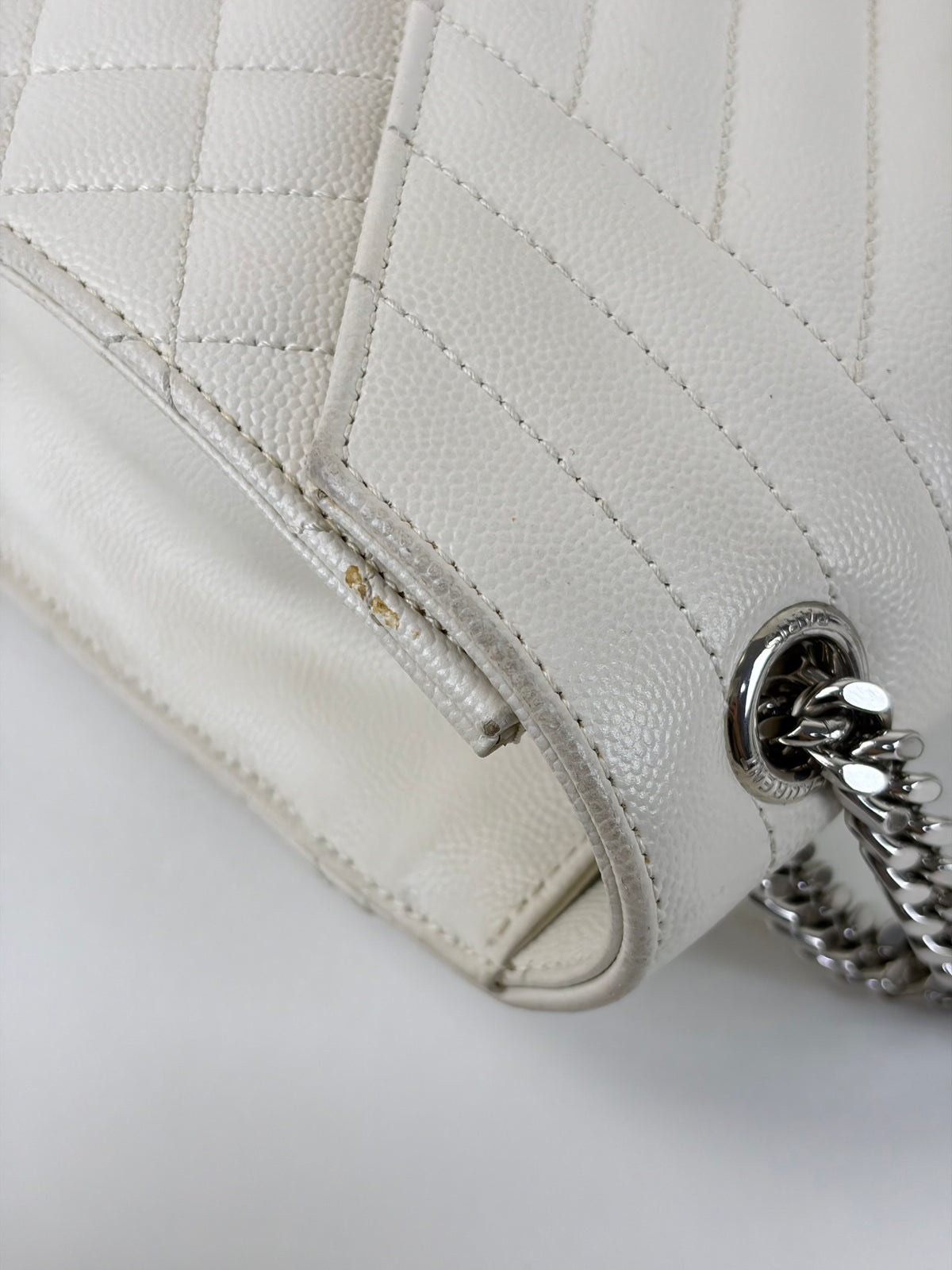 YSL white matelassé tri-quilt medium monogram