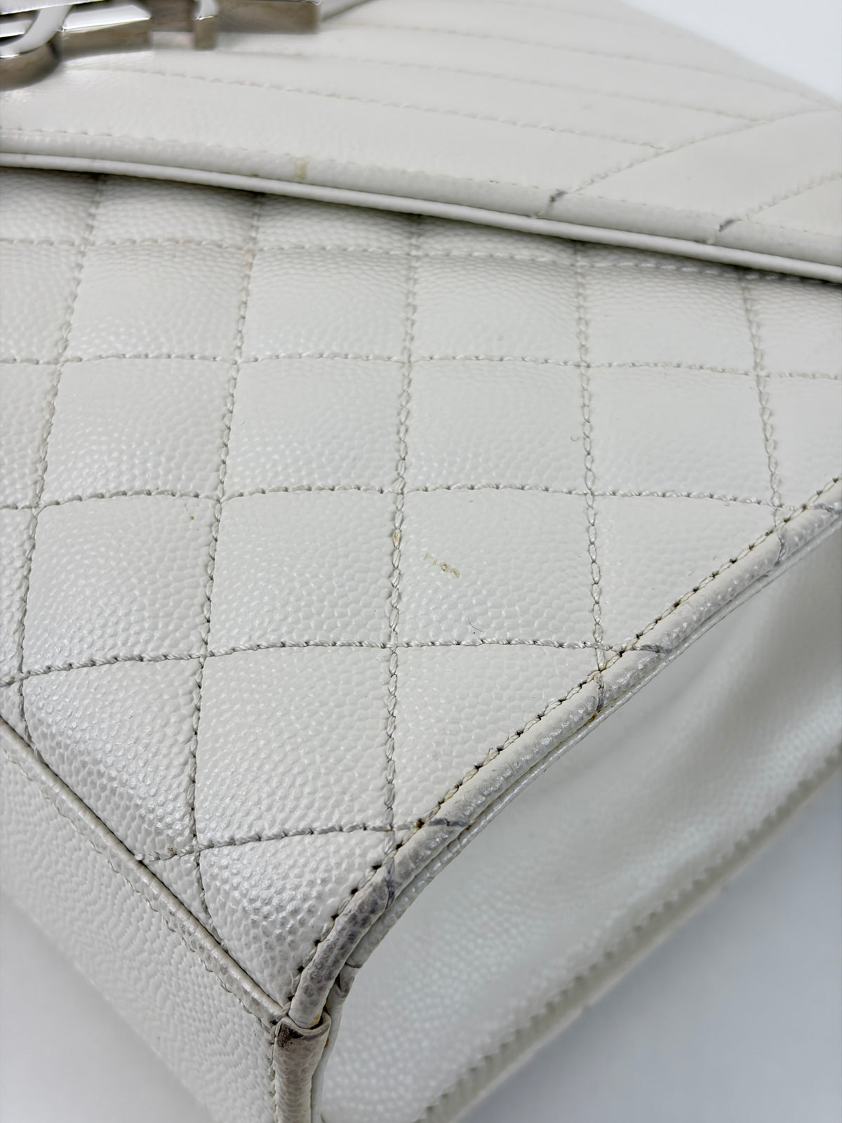 YSL white matelassé tri-quilt medium monogram