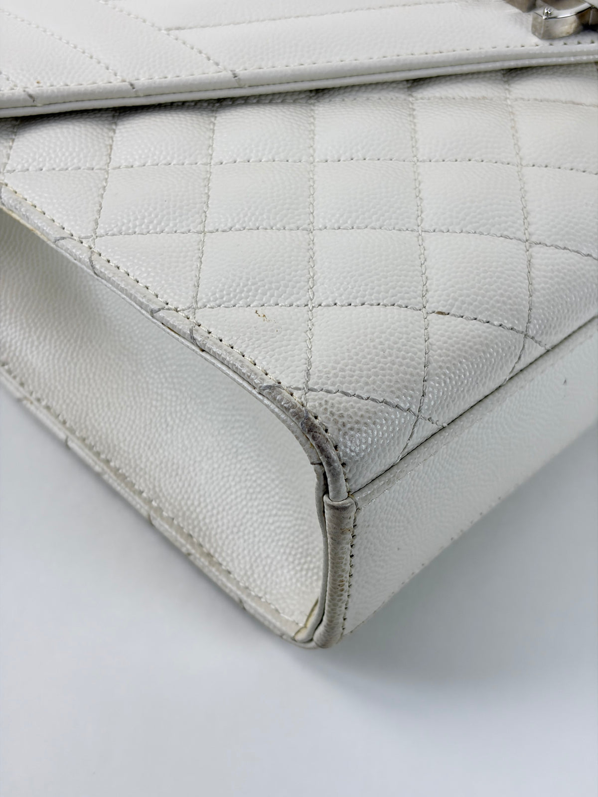 YSL white matelassé tri-quilt medium monogram