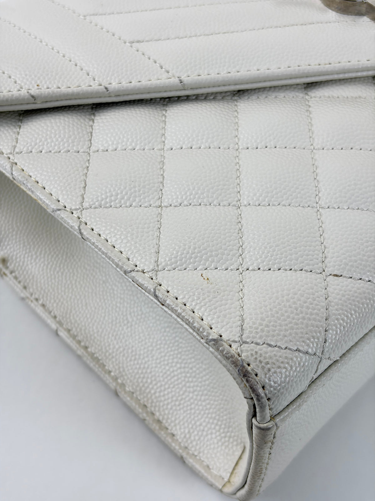 YSL white matelassé tri-quilt medium monogram