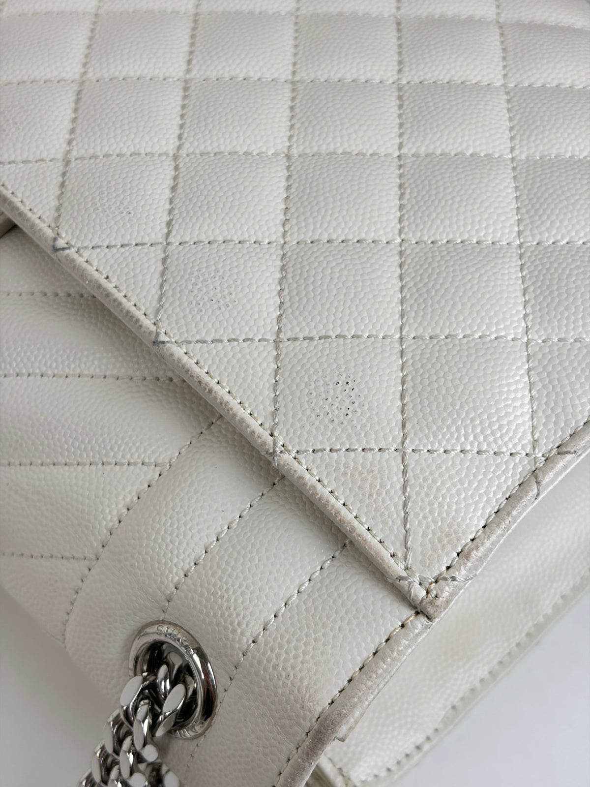 YSL white matelassé tri-quilt medium monogram