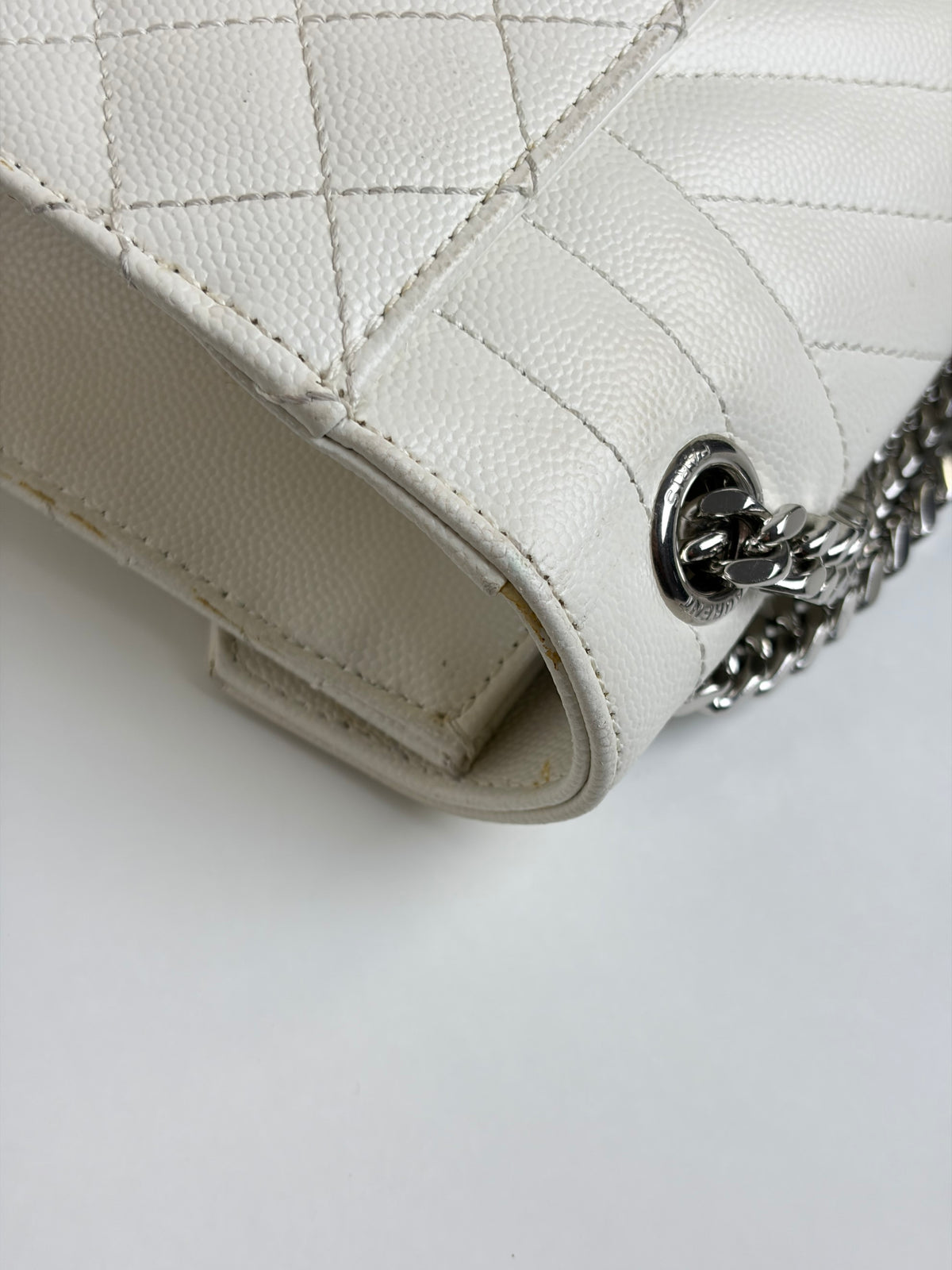 YSL white matelassé tri-quilt medium monogram