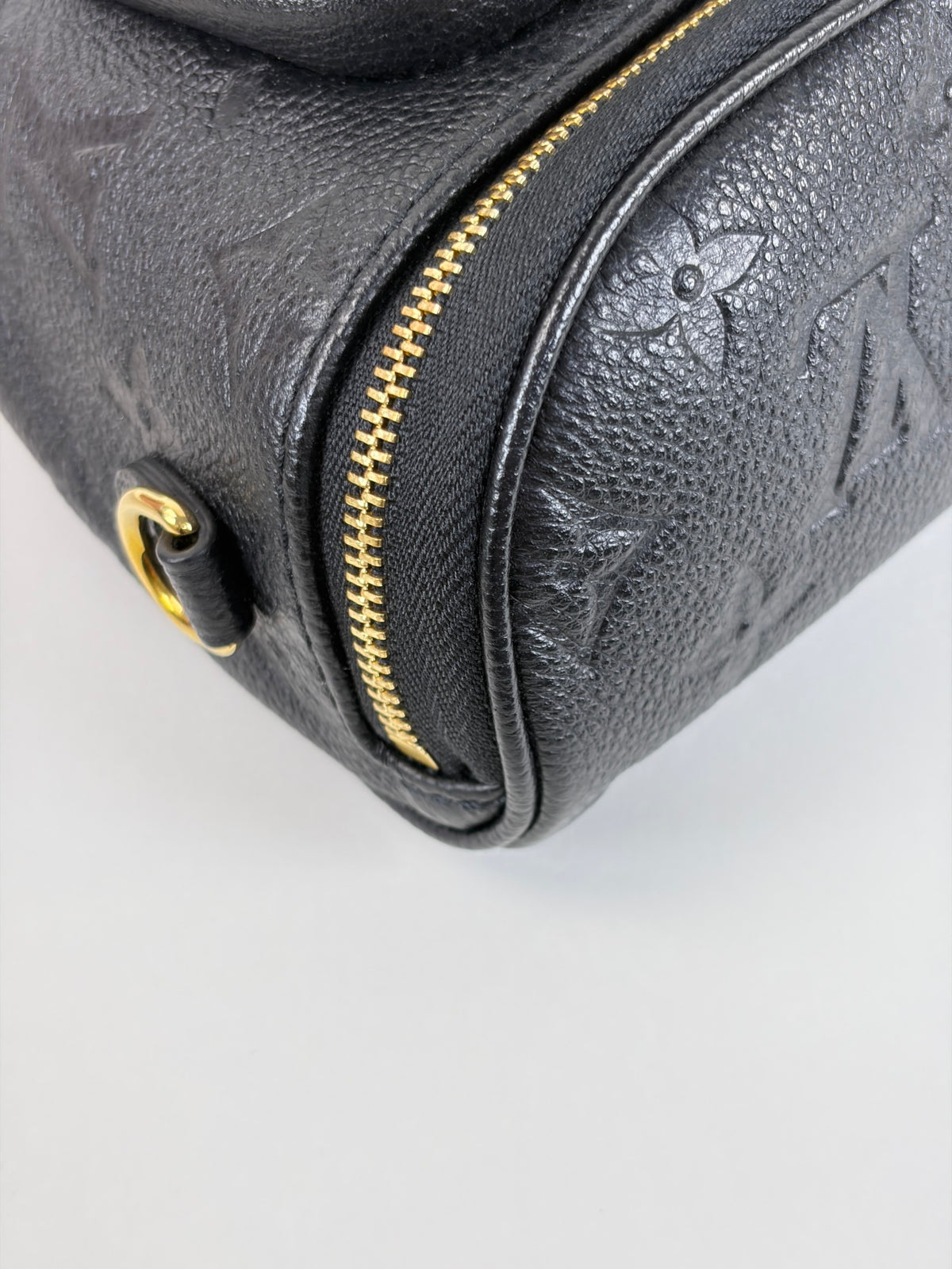 LOUIS VUITTON black monogram empreinte leather mini bumbag