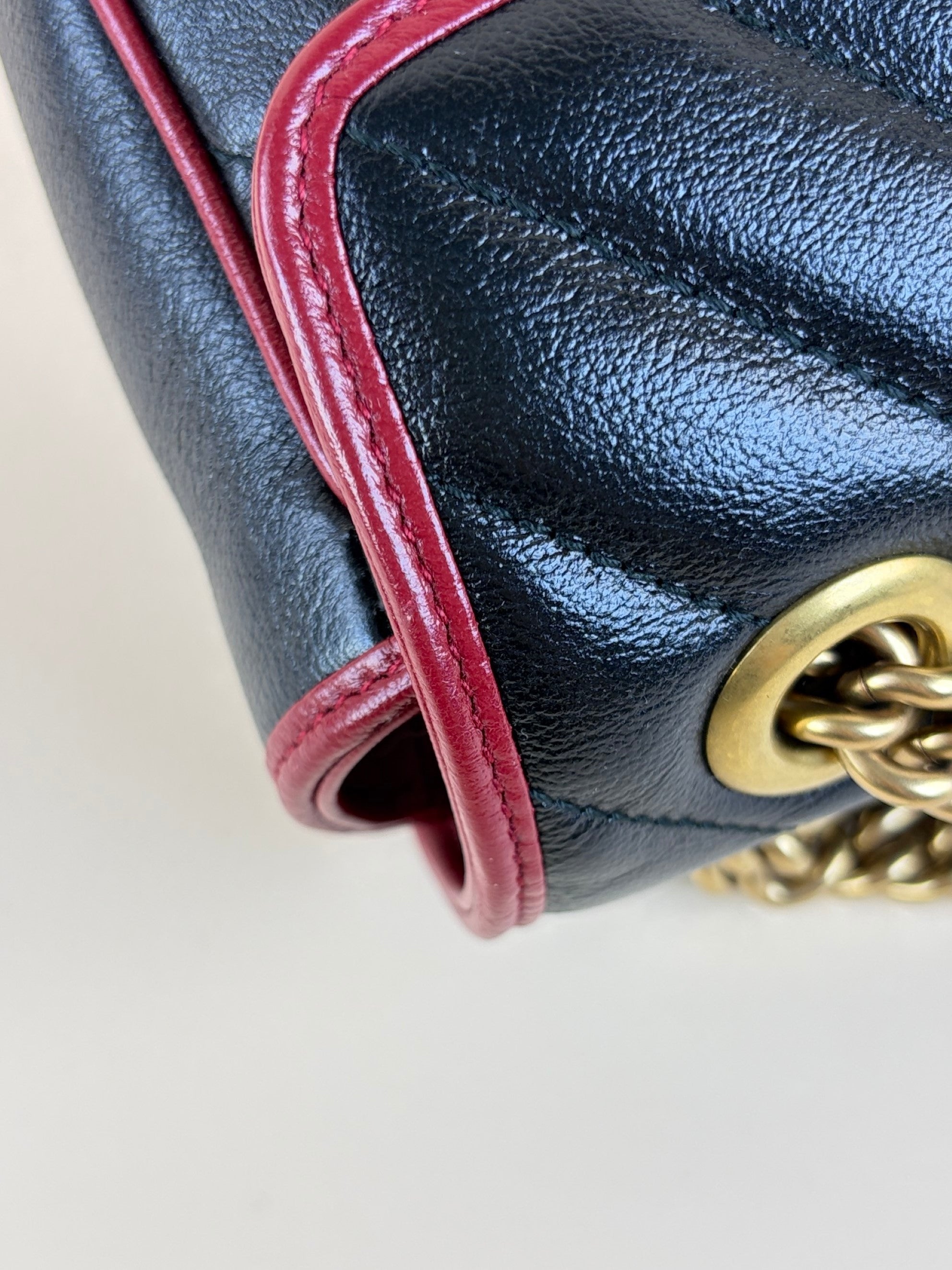 Gucci Black Matelasse Diagonal Small Torchon GG Marmont Shoulder Bag